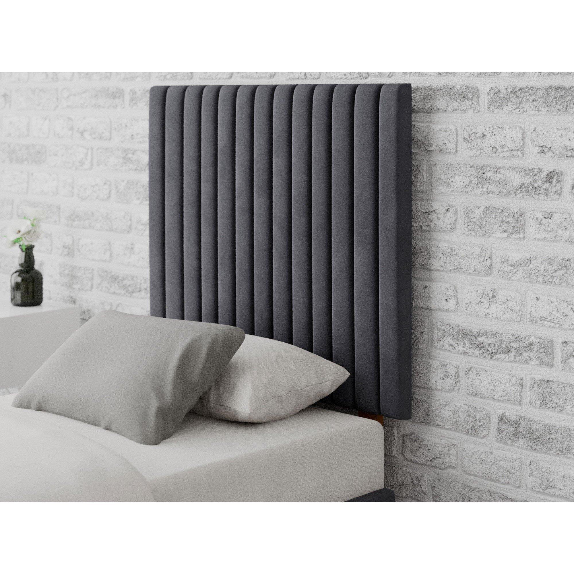 Steel - Aspire - Grant 80 cm Headboard, Plush Velvet Fabric, Navy, - 1