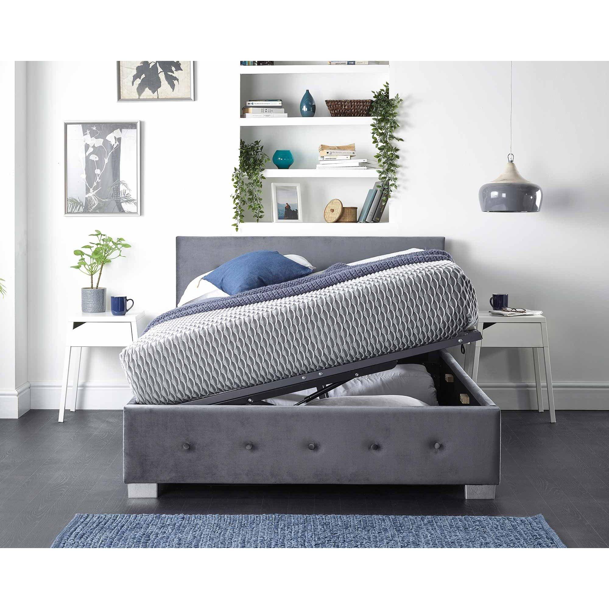 Steel - Aspire - Side Opening Ottoman Storage in Grey Linen, Superk - 2