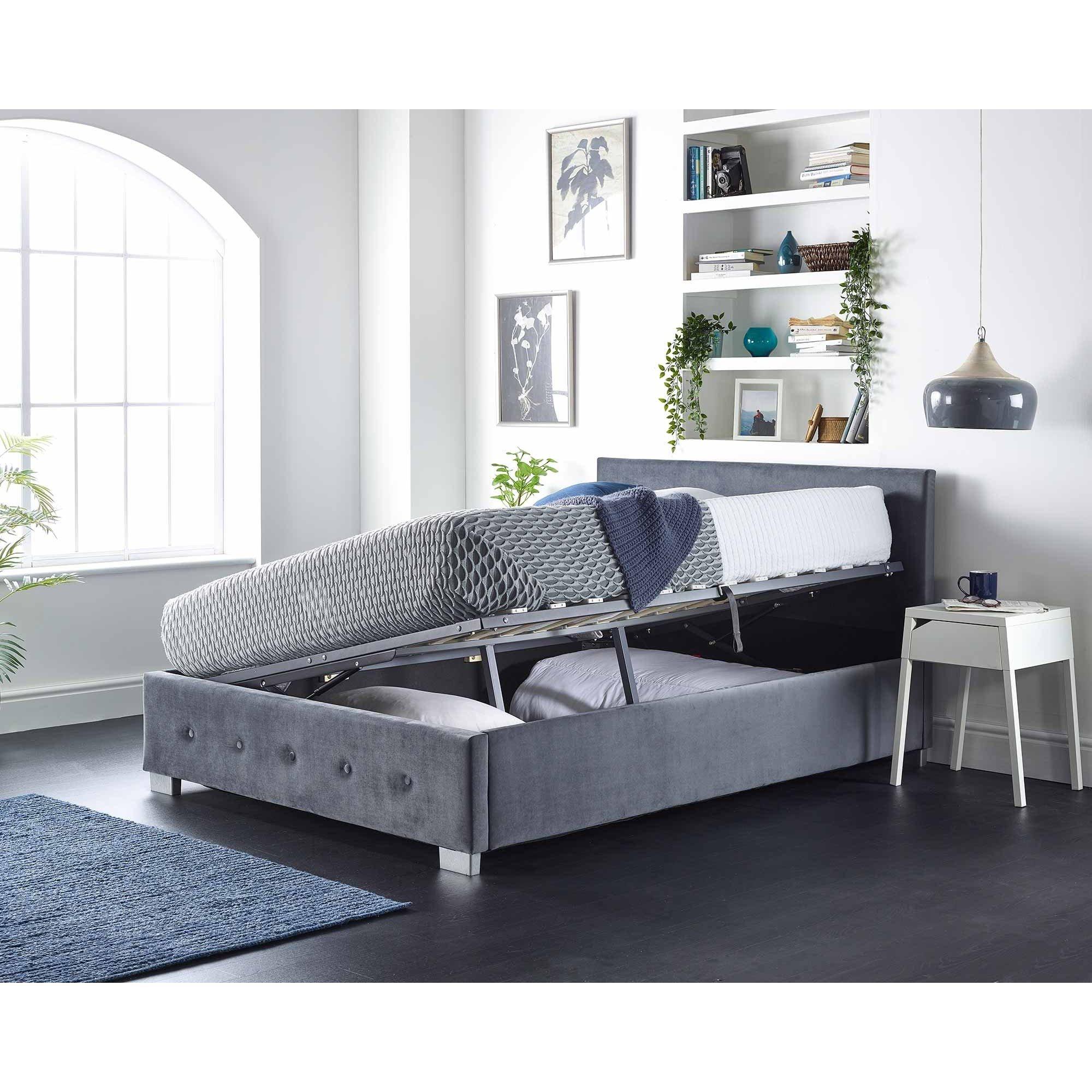 Steel - Aspire - Side Opening Ottoman Storage in Grey Linen, Superk - 4