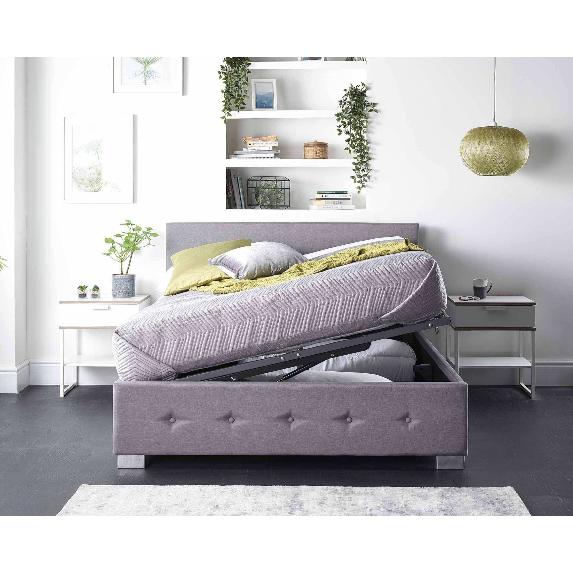 Aspire  Side Opening Ottoman Storage In Linen, Superk Grey - Single