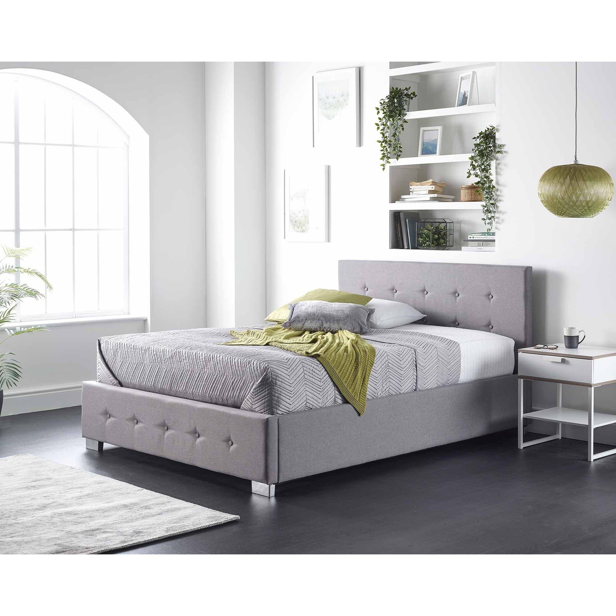 Grey - Aspire - Side Opening Ottoman Storage in Grey Linen, Superk - 2