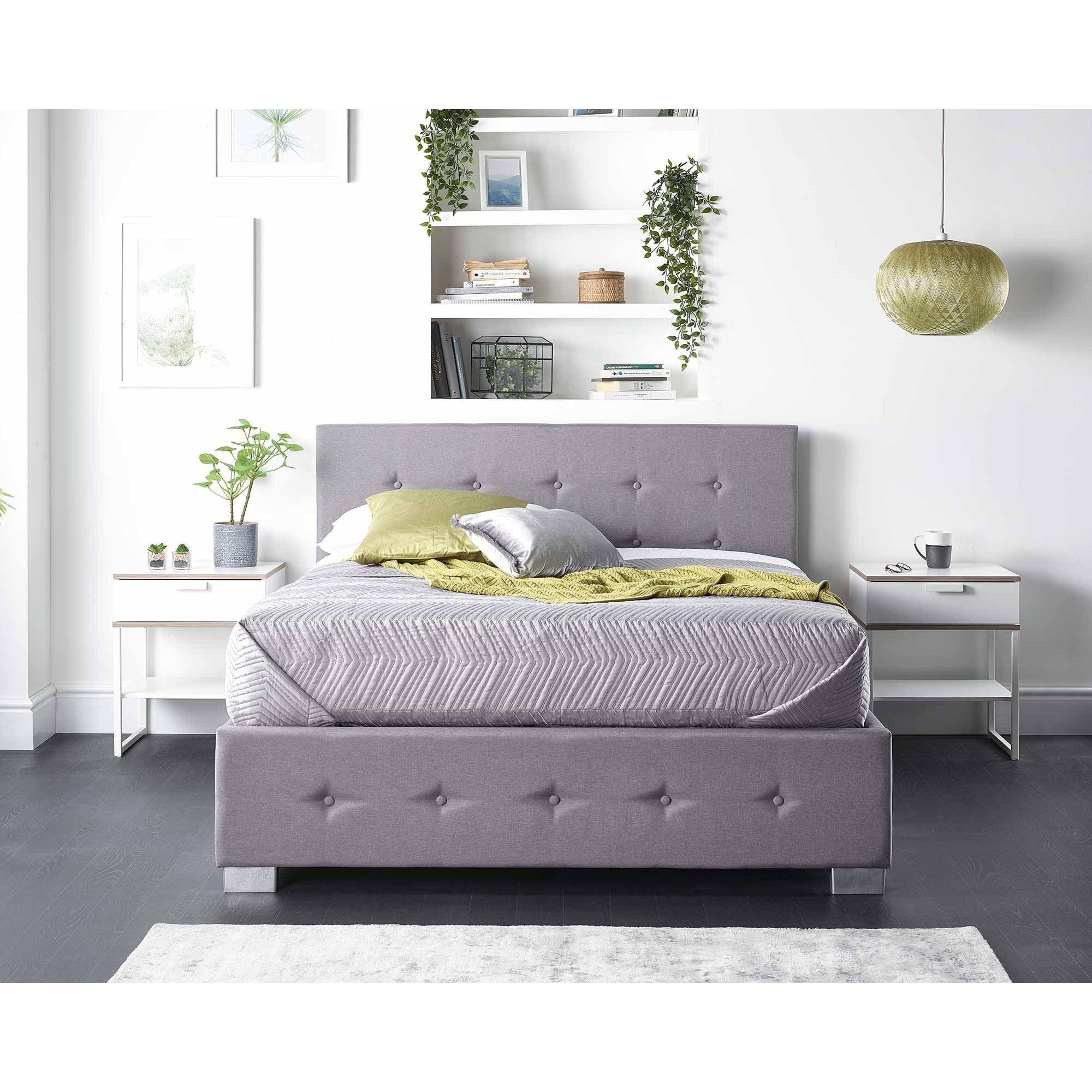 Grey - Aspire - Side Opening Ottoman Storage in Grey Linen, Superk - 3