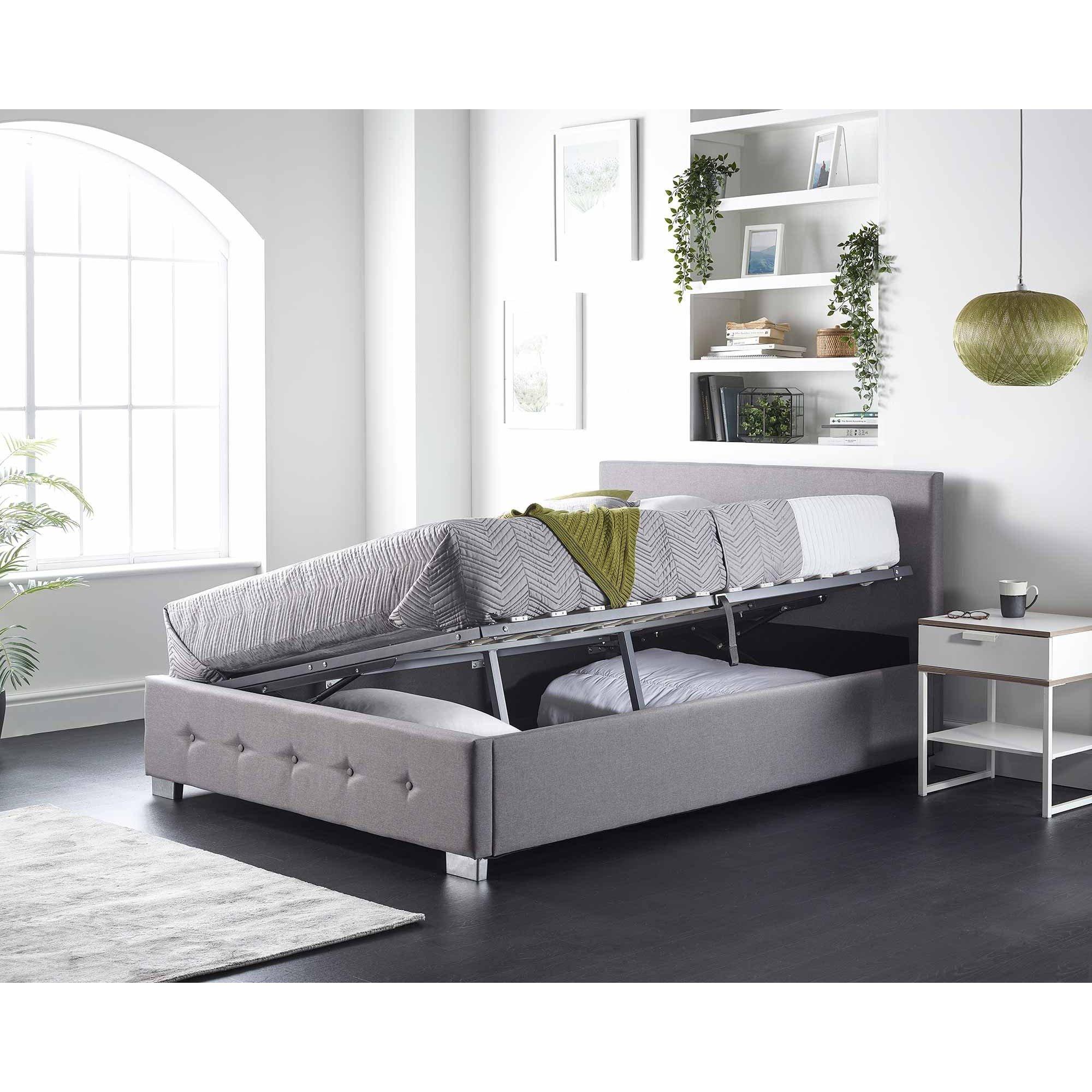 Grey - Aspire - Side Opening Ottoman Storage in Grey Linen, Superk - 4