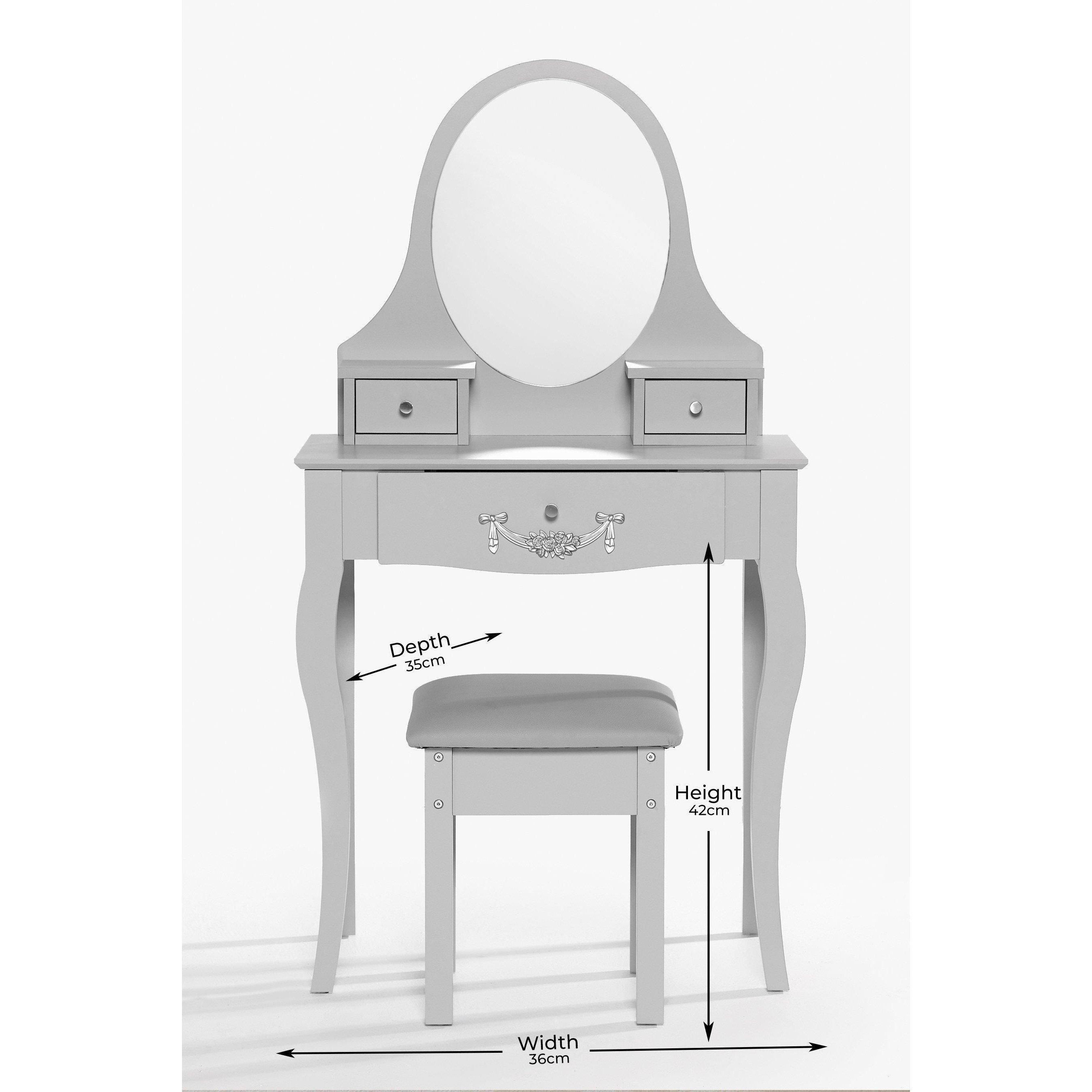 Grey - Homelife - Juliette Grey Dressing Table Set - 3
