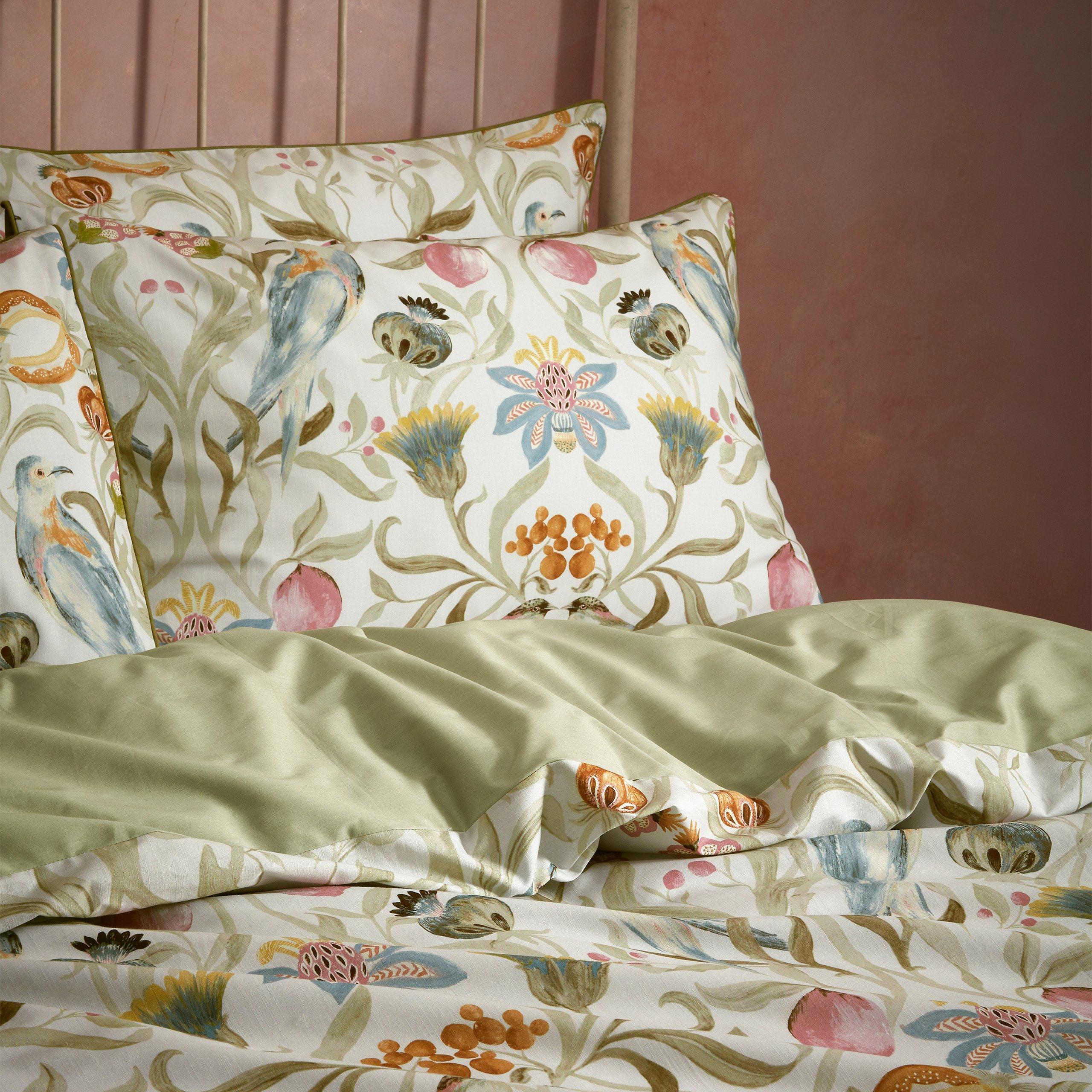 Stone - Edinburgh Weavers - Liberty Floral Birds Luxury Cotton Duvet Set - 2