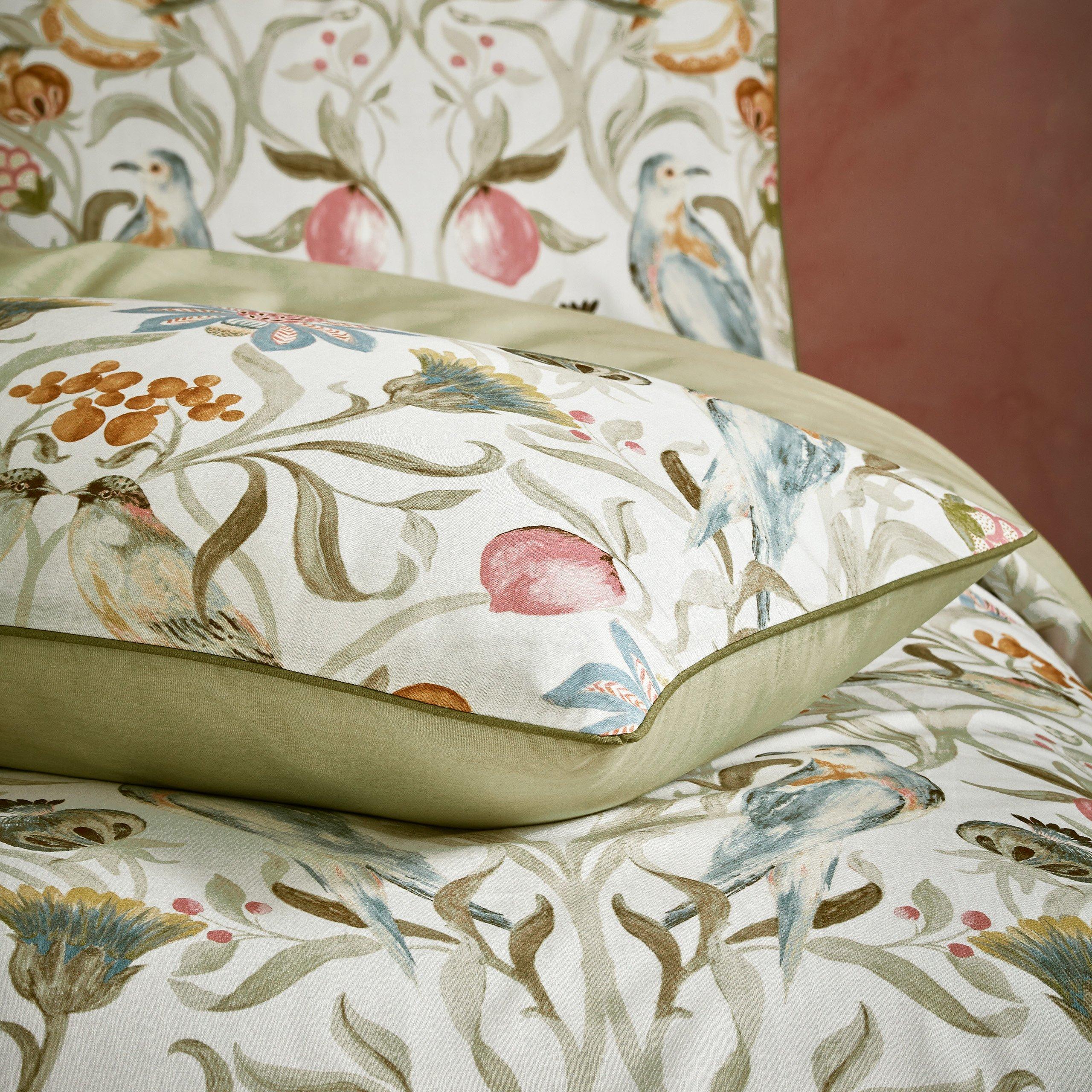 Stone - Edinburgh Weavers - Liberty Floral Birds Luxury Cotton Duvet Set - 4