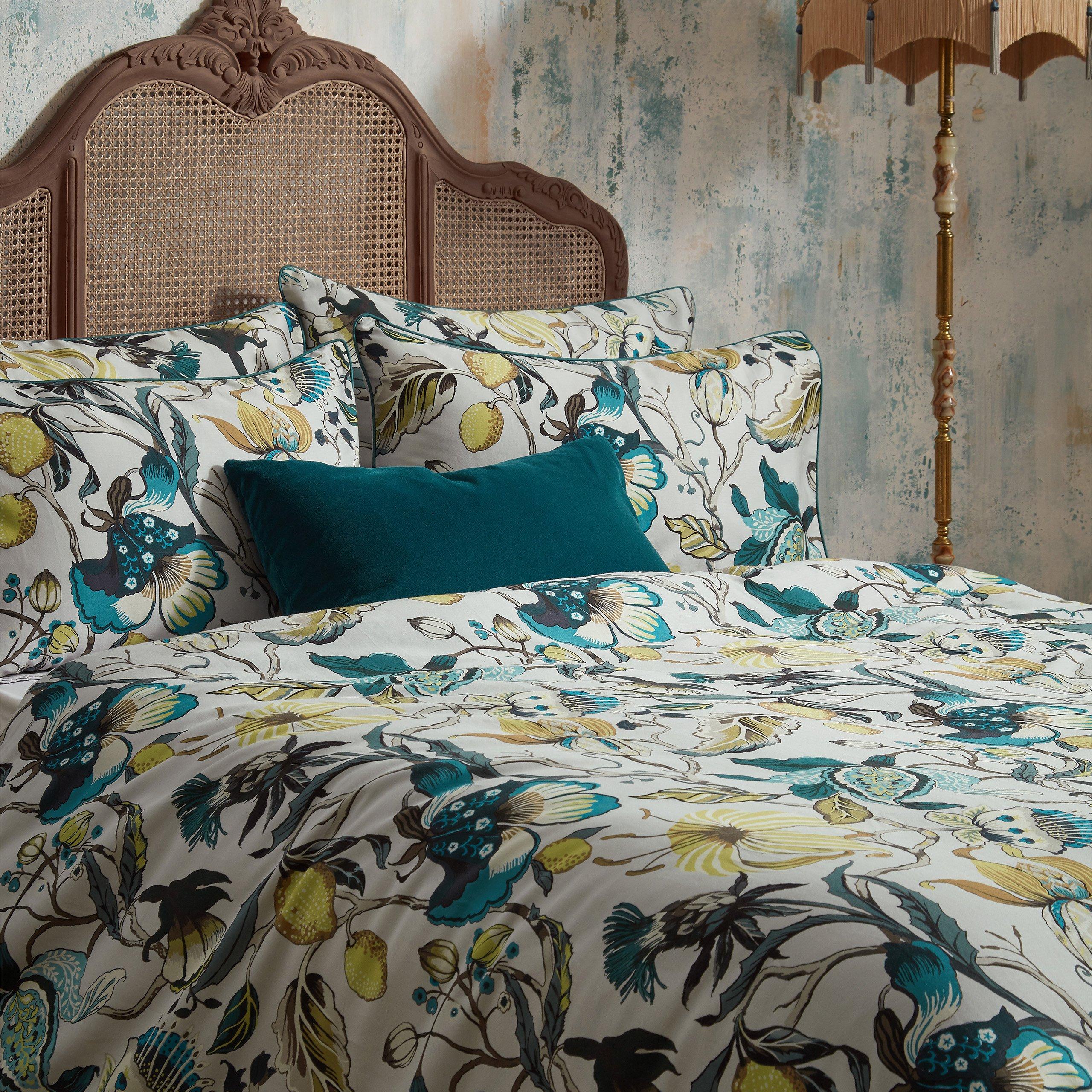 Ochre - Edinburgh Weavers - Morton Floral Premium Cotton Sateen Duvet Set - 2