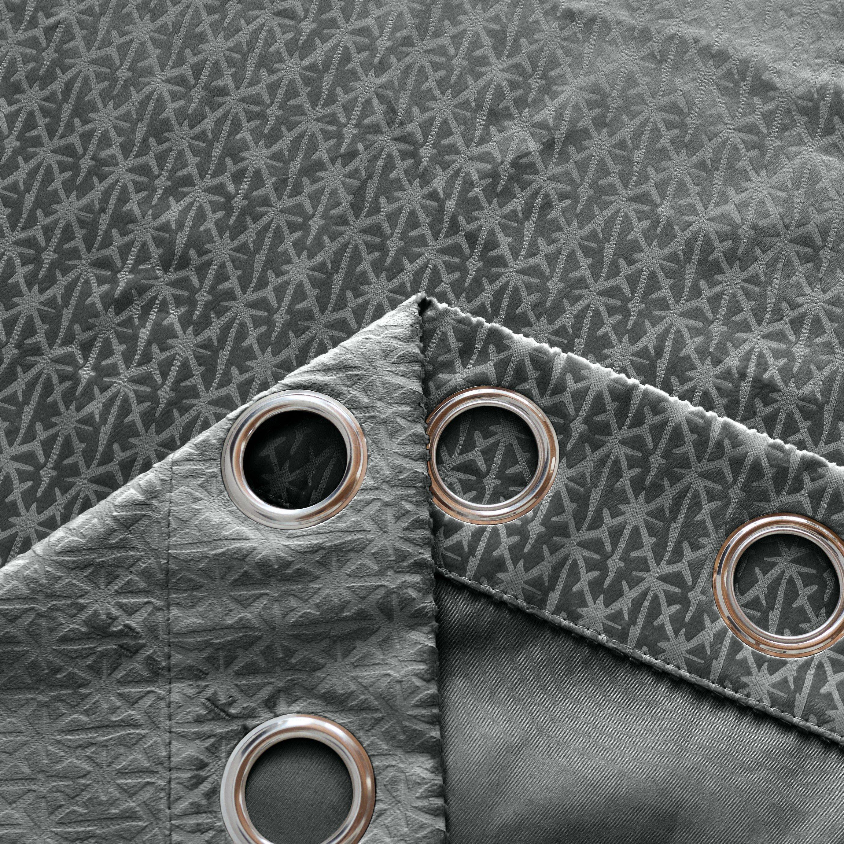 Charcoal - Alan Symonds - Temple Velvet Blackout Ring Top Curtains - 2