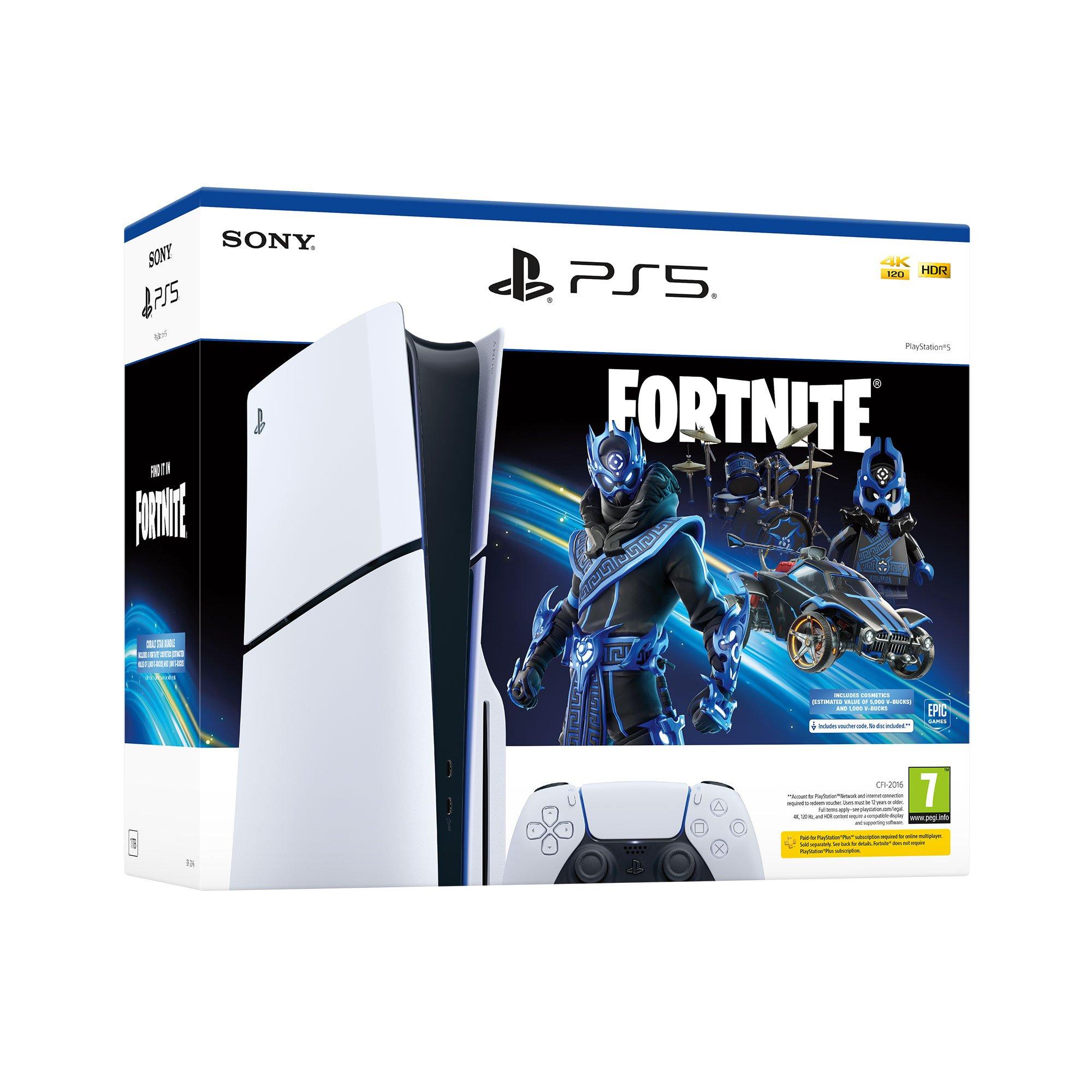 White - PlayStation - 5 Disc Console Fortnite Cobalt Star Bundle