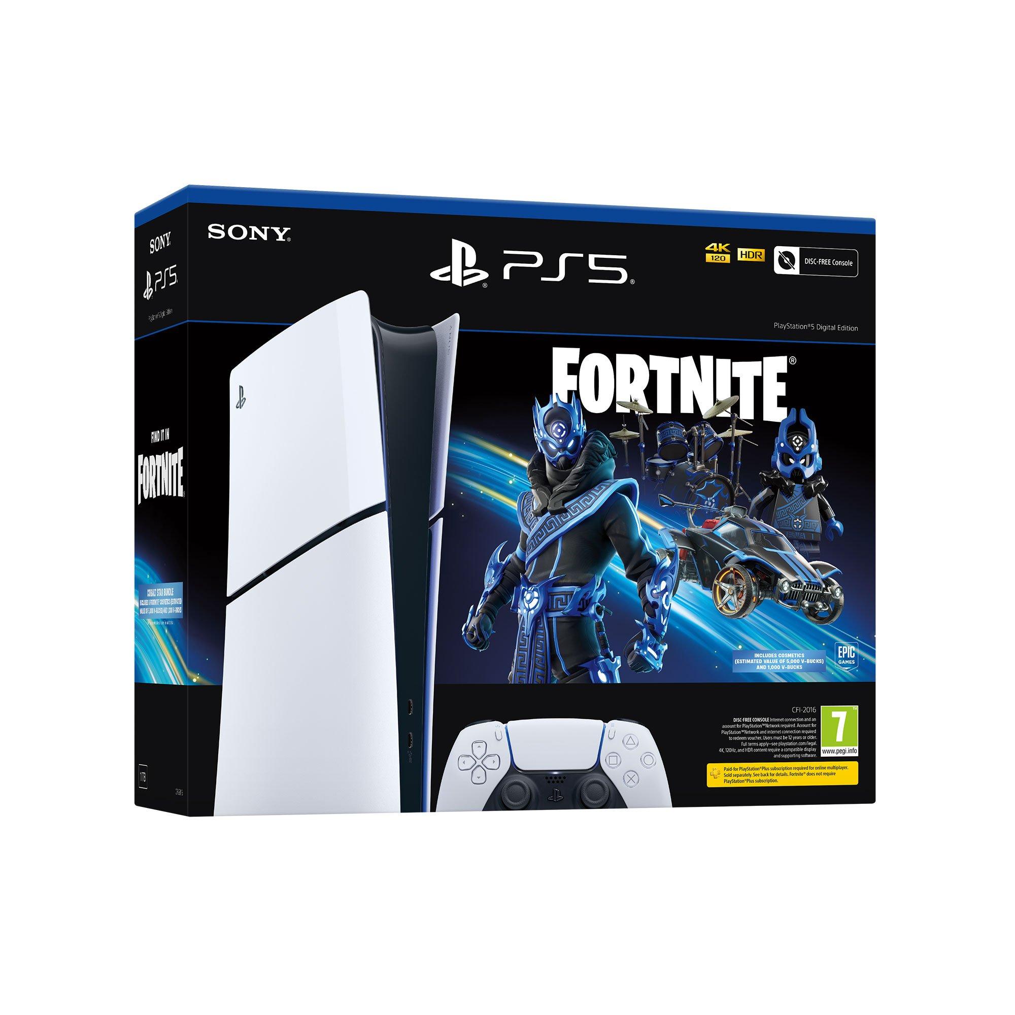 White - PlayStation - 5 Digital Console Fortnite Cobalt Star Bundle