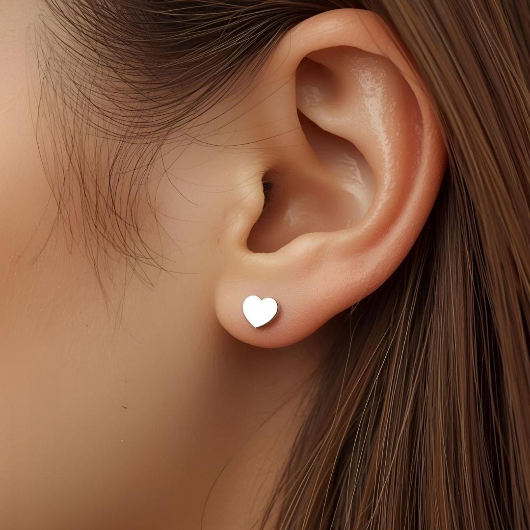 Silver - Aye Do Gifts - Heart Stud Earring & Funny Msg Card200-CDN-HSTDhrt - 2