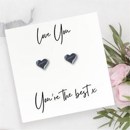Aye Do Heart Stud Earrings Love You Card 00103-CDN-STDhrt