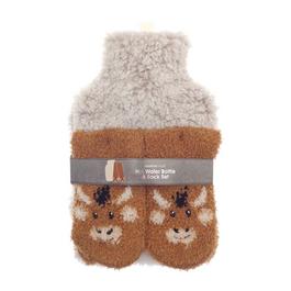 Country Club Hot Water Bottle with Novelty Cover & Socks Set