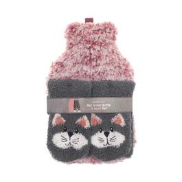 Country Club Hot Water Bottle with Novelty Cover & Socks Set