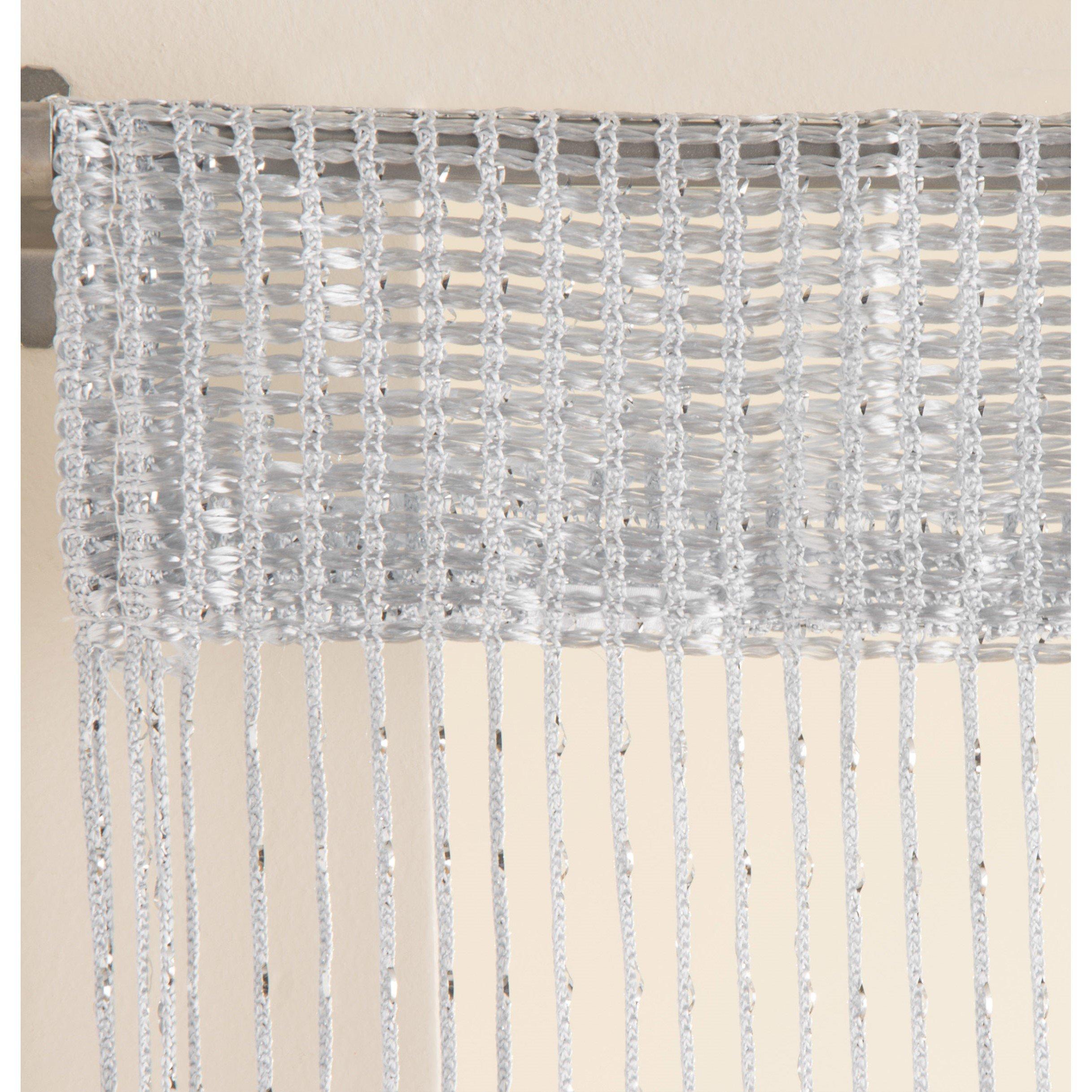 Grey - Tyrone Textiles - Glam Metallic Glitter String Curtain Panel - 2