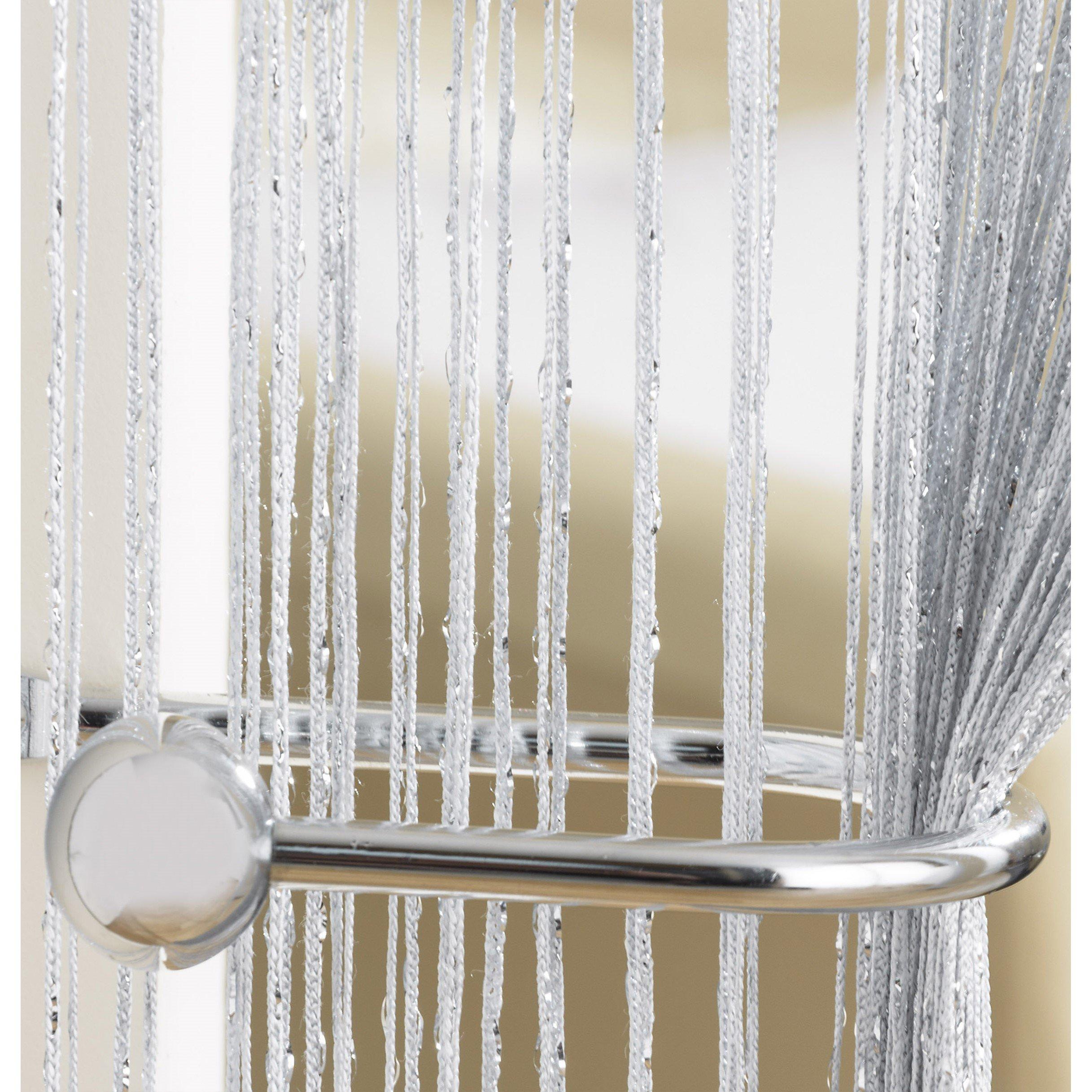 Grey - Tyrone Textiles - Glam Metallic Glitter String Curtain Panel - 3