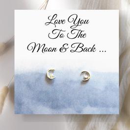 Aye Do Stud Earrings on Love You Moon & Back Message 0401