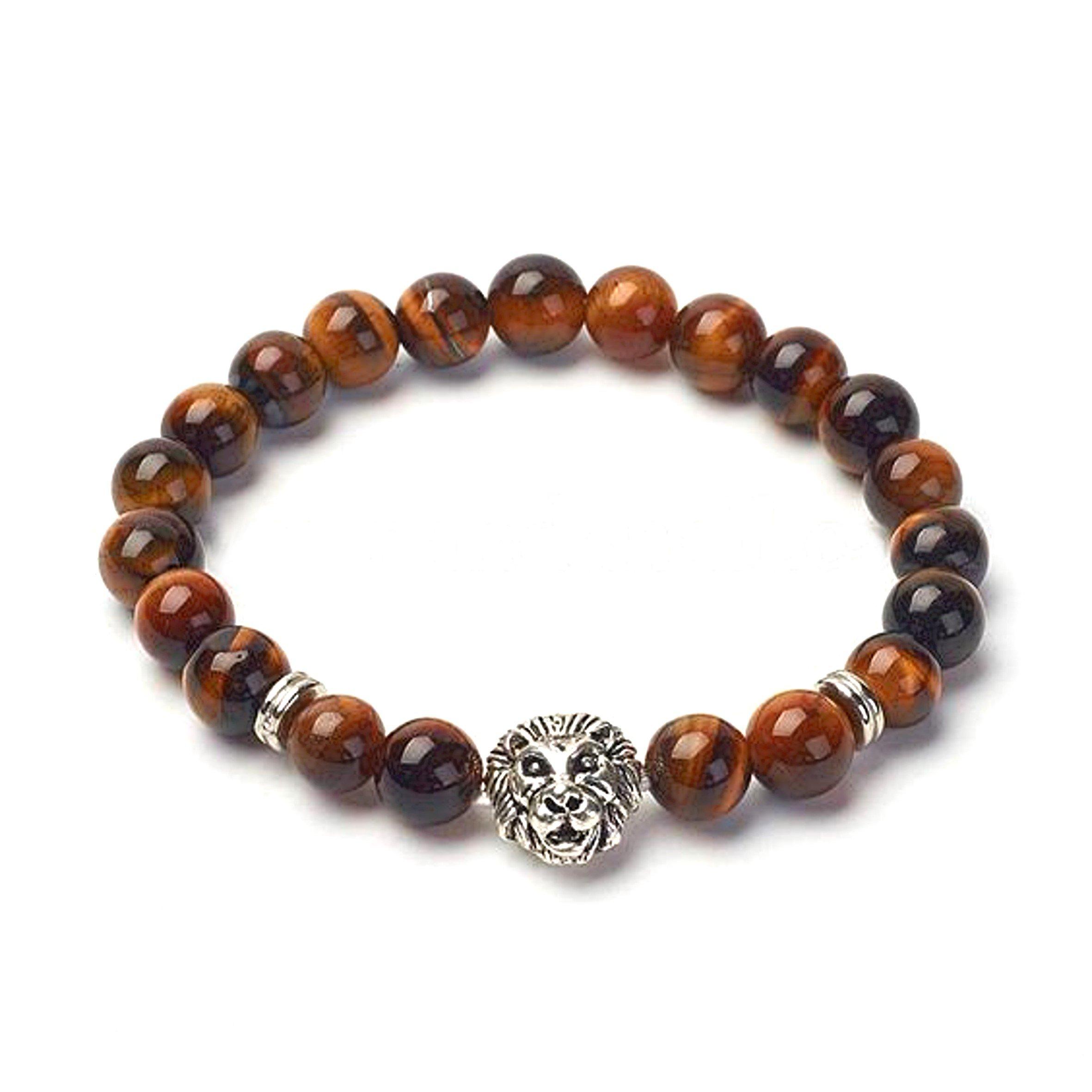 Brown - Aye Do - Tiger Eye Lion Bracelet 6300-NP-MlionB - 1