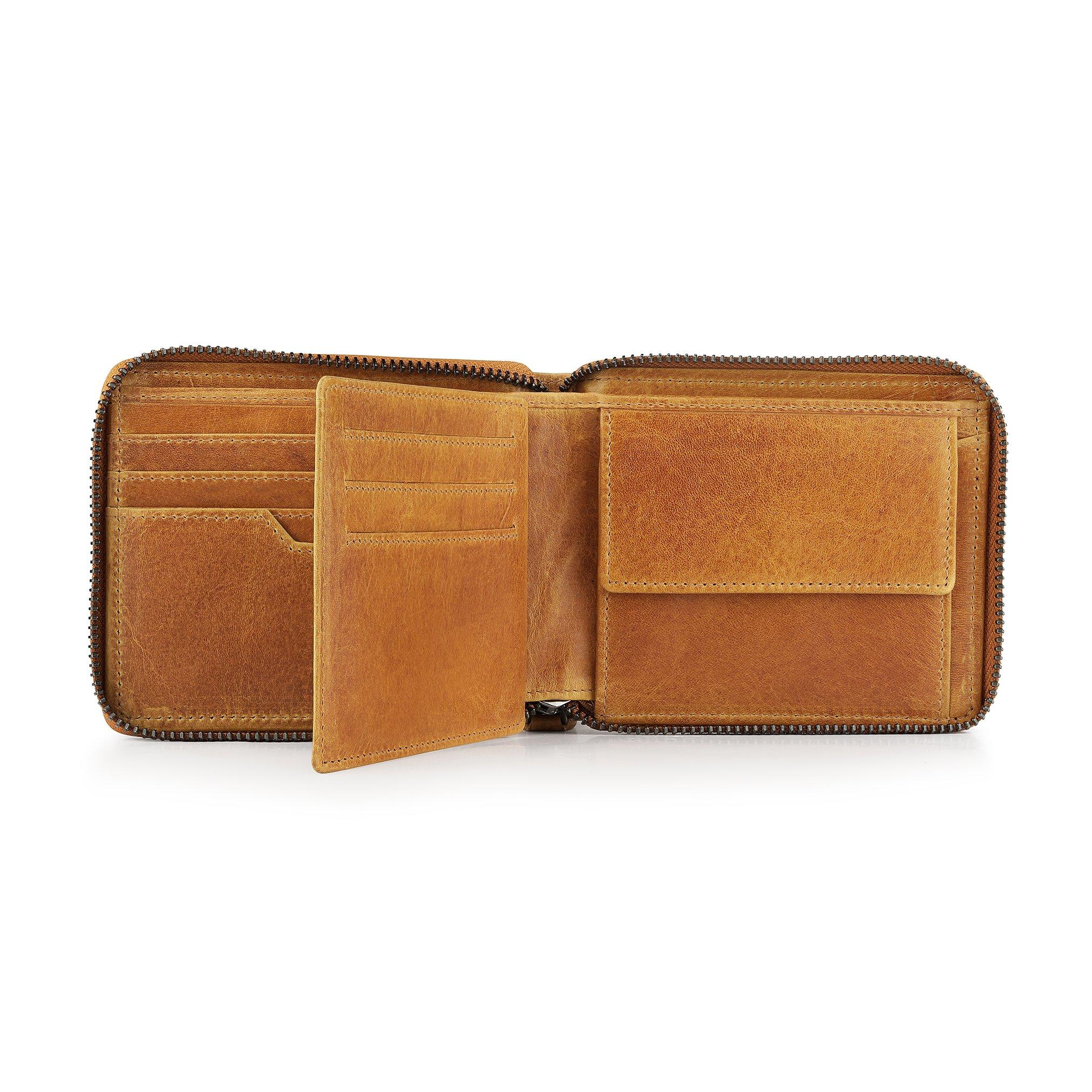 Tan - PRIMEHIDE Leather - Alperto Zip Around Wallet - 5
