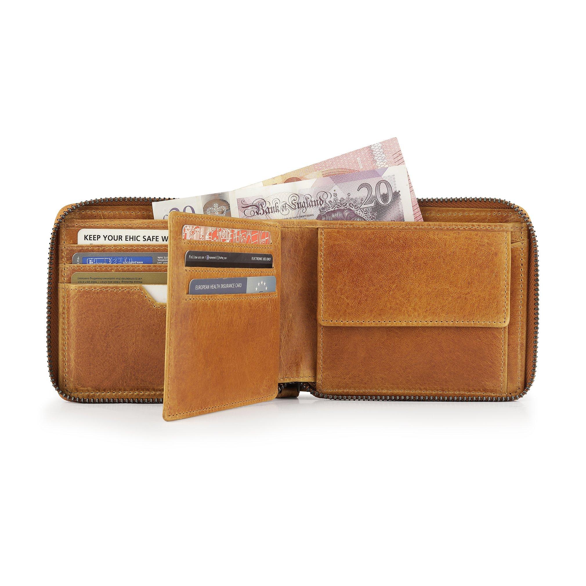 Tan - PRIMEHIDE Leather - Alperto Zip Around Wallet - 6
