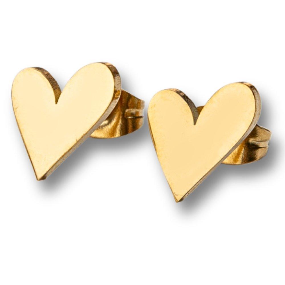 Gold - Aye Do Gifts - Tilted Heart Gold Stud Earrings 6146-NP - 1
