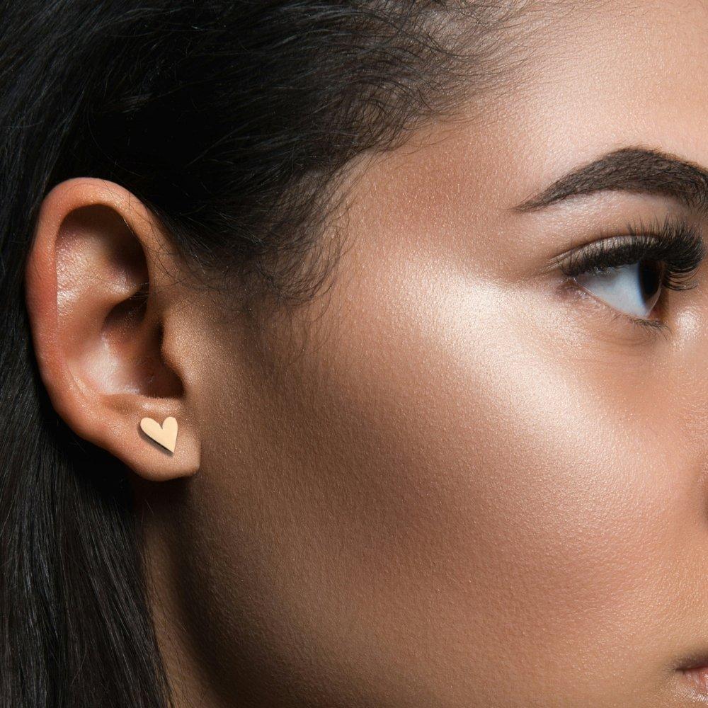 Gold - Aye Do Gifts - Tilted Heart Gold Stud Earrings 6146-NP - 2