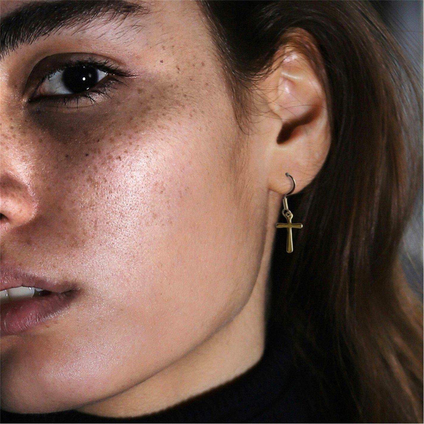 Gold - Aye Do Gifts - Gold Cross Drop Earrings 7378-FH-Cross - 1