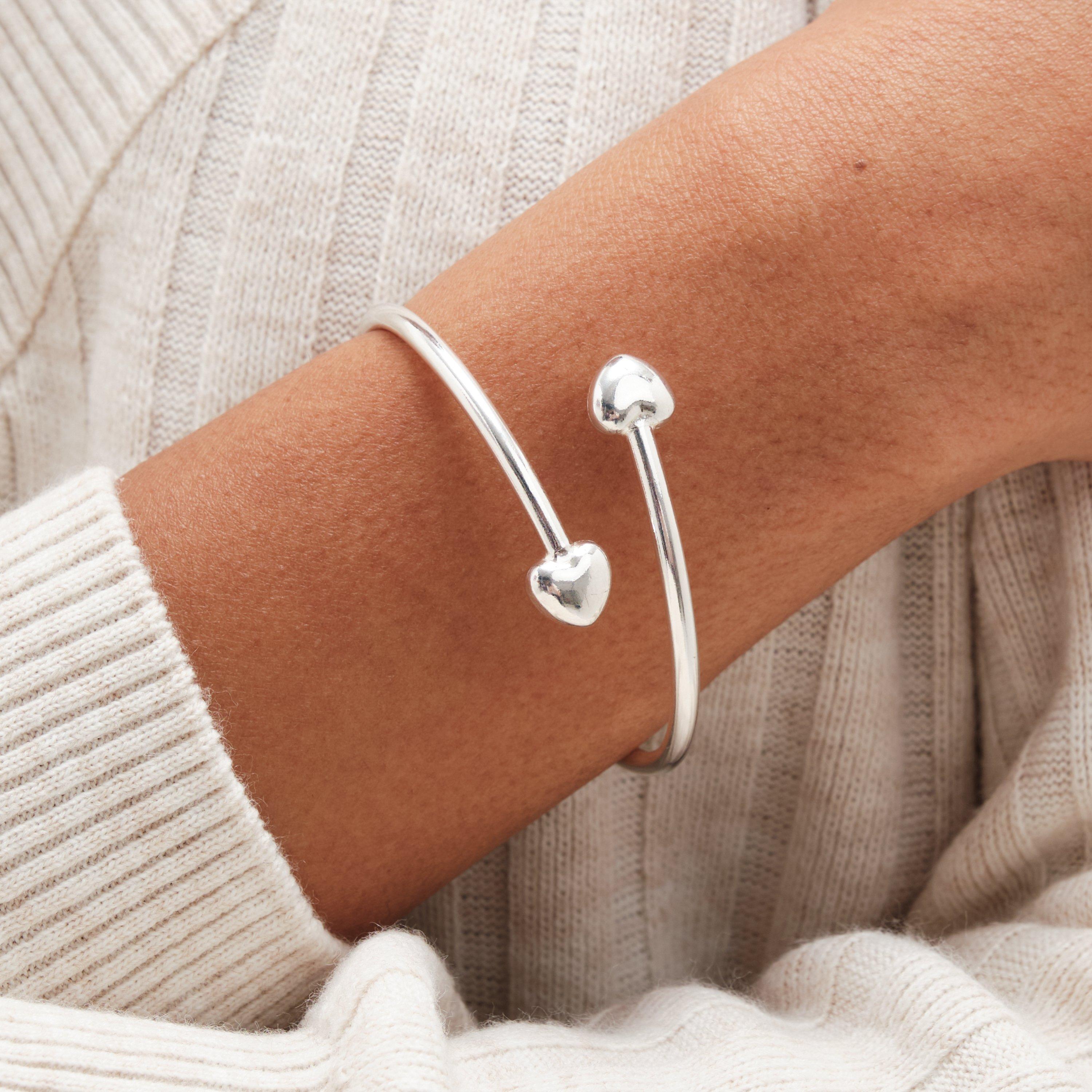 Silver - Simply Silver - Sterling Silver 925  Polished Puff Heart Cuff - 2