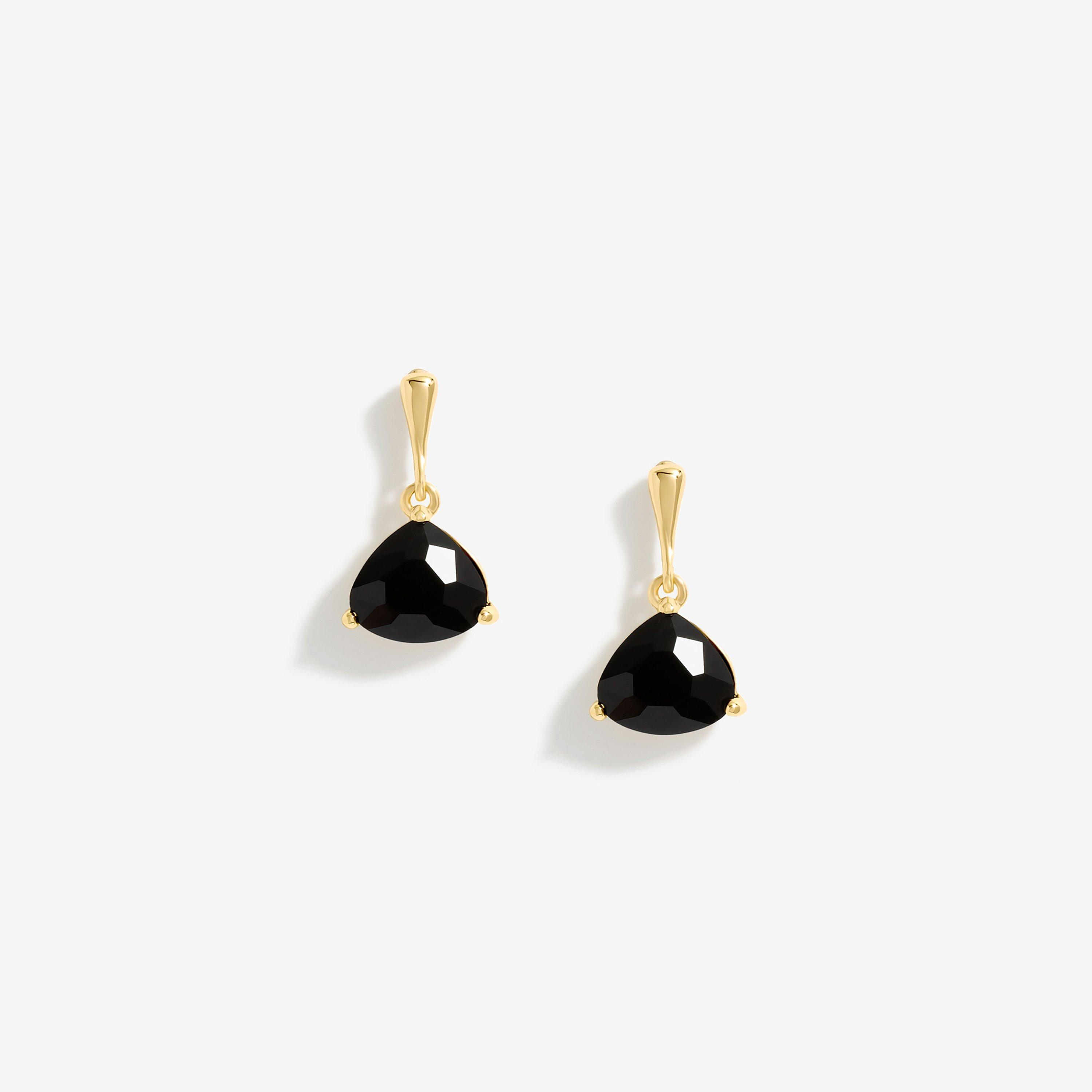 Gold - Mood - Gold Black Faceted Mini Drop Earrings - 1