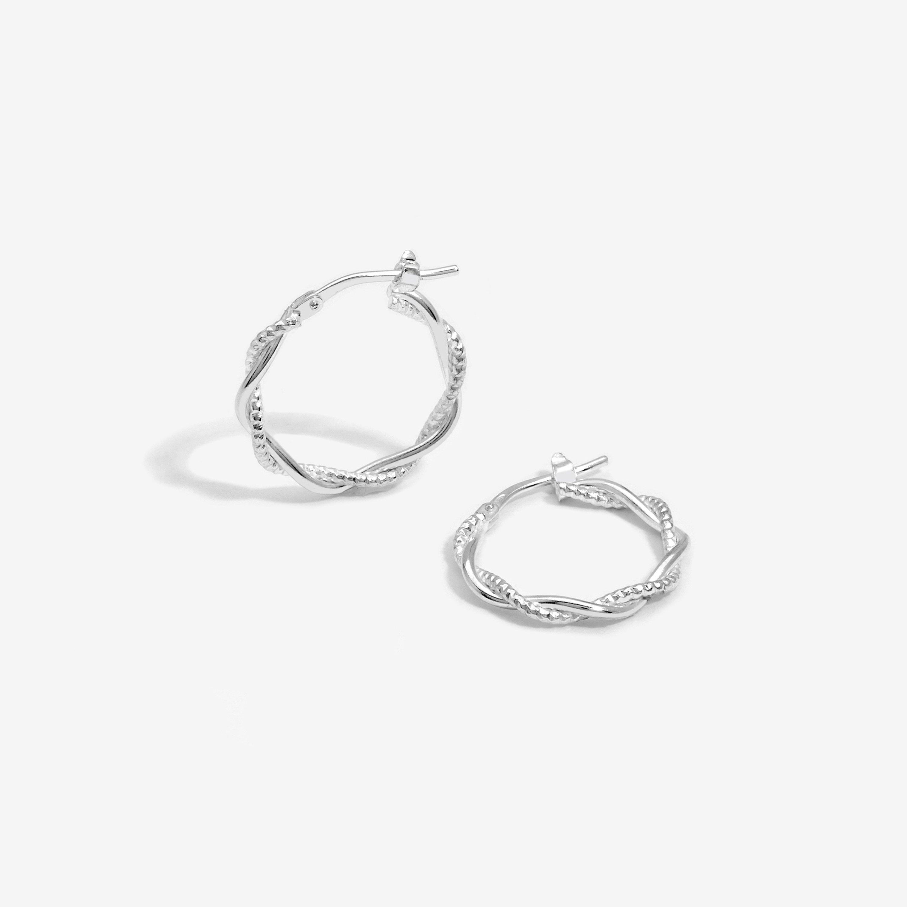 Silver - Simply Silver - Sterling Silver 925 Polished Textured Woven Hoops - 1