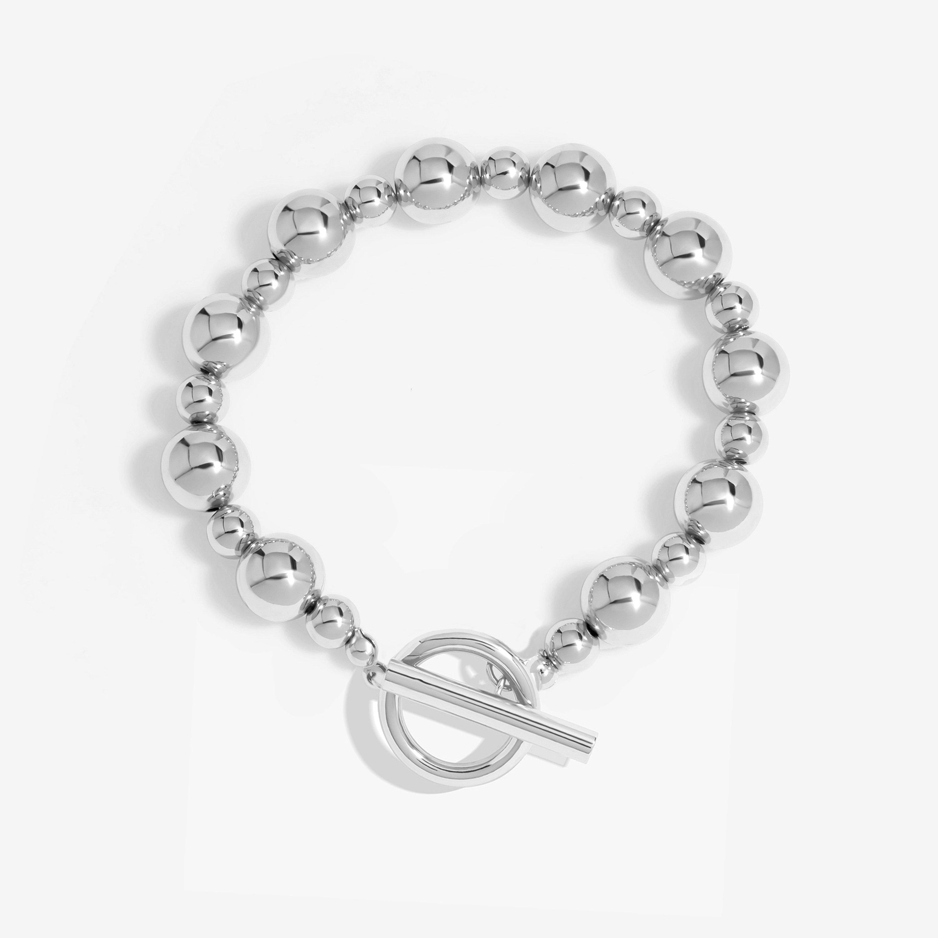 Silver - Mood - Silver Polished Orb T-Bar Bracelet - 1