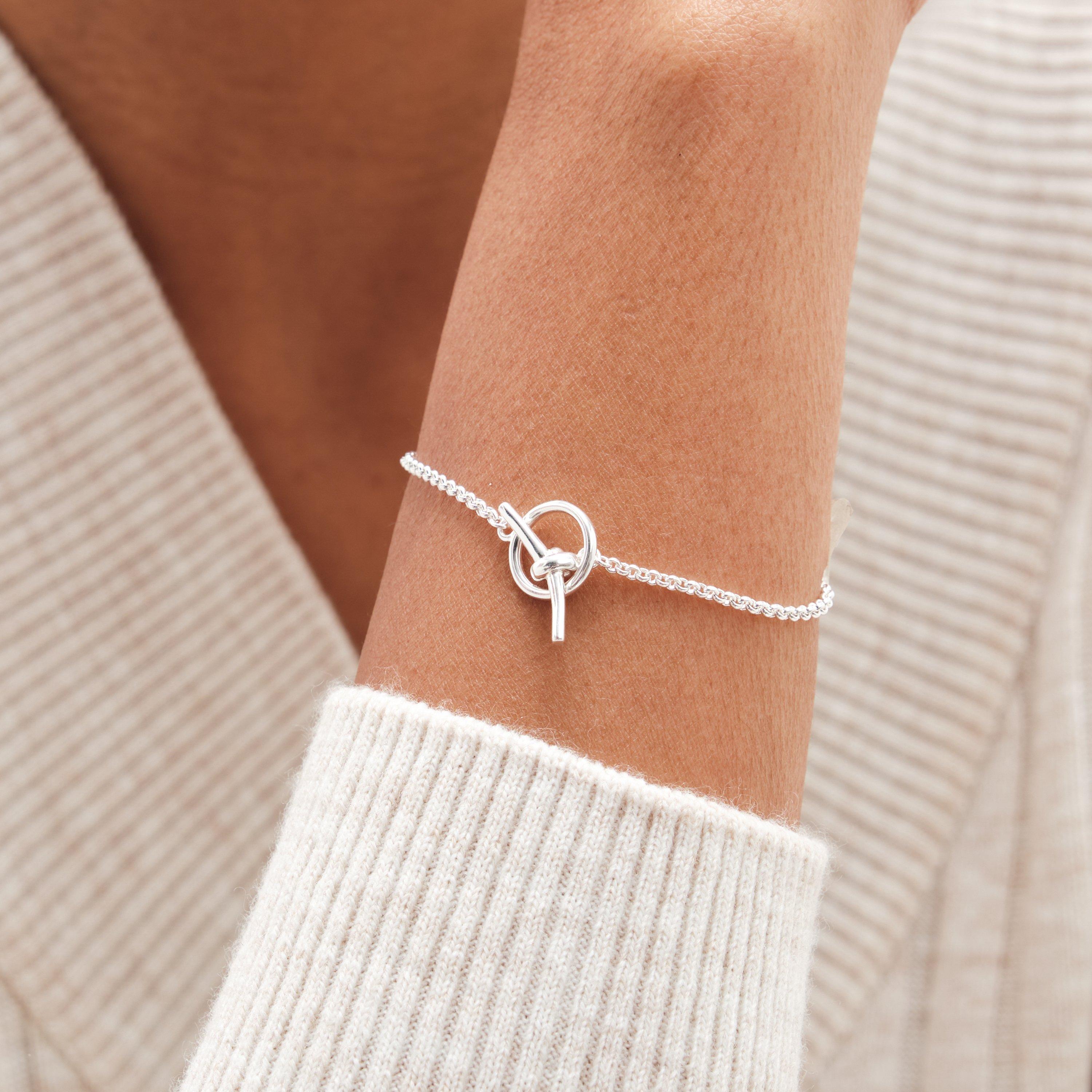 Silver - Simply Silver - Sterling Silver 925 Knotted T Bar Bracelet - 2