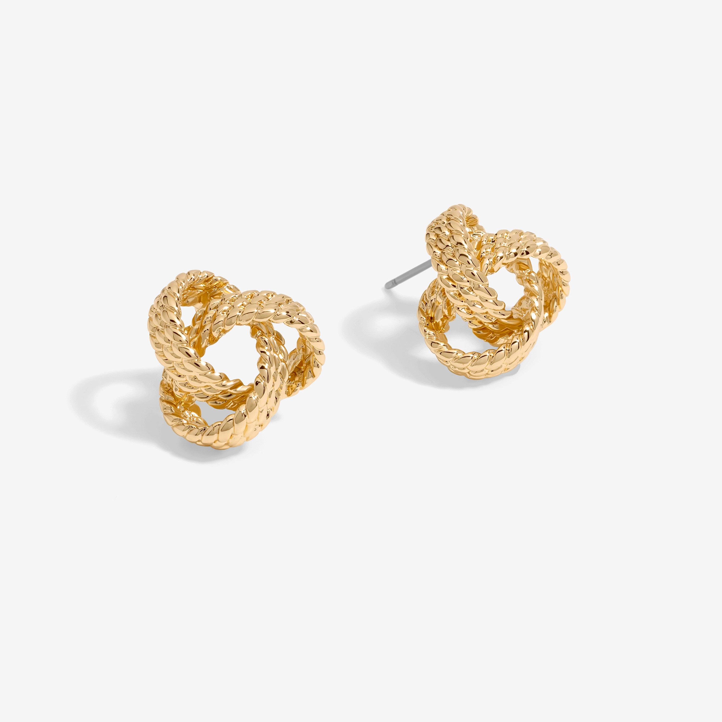 Gold - Mood - Textured Knot Stud Earrings - 1