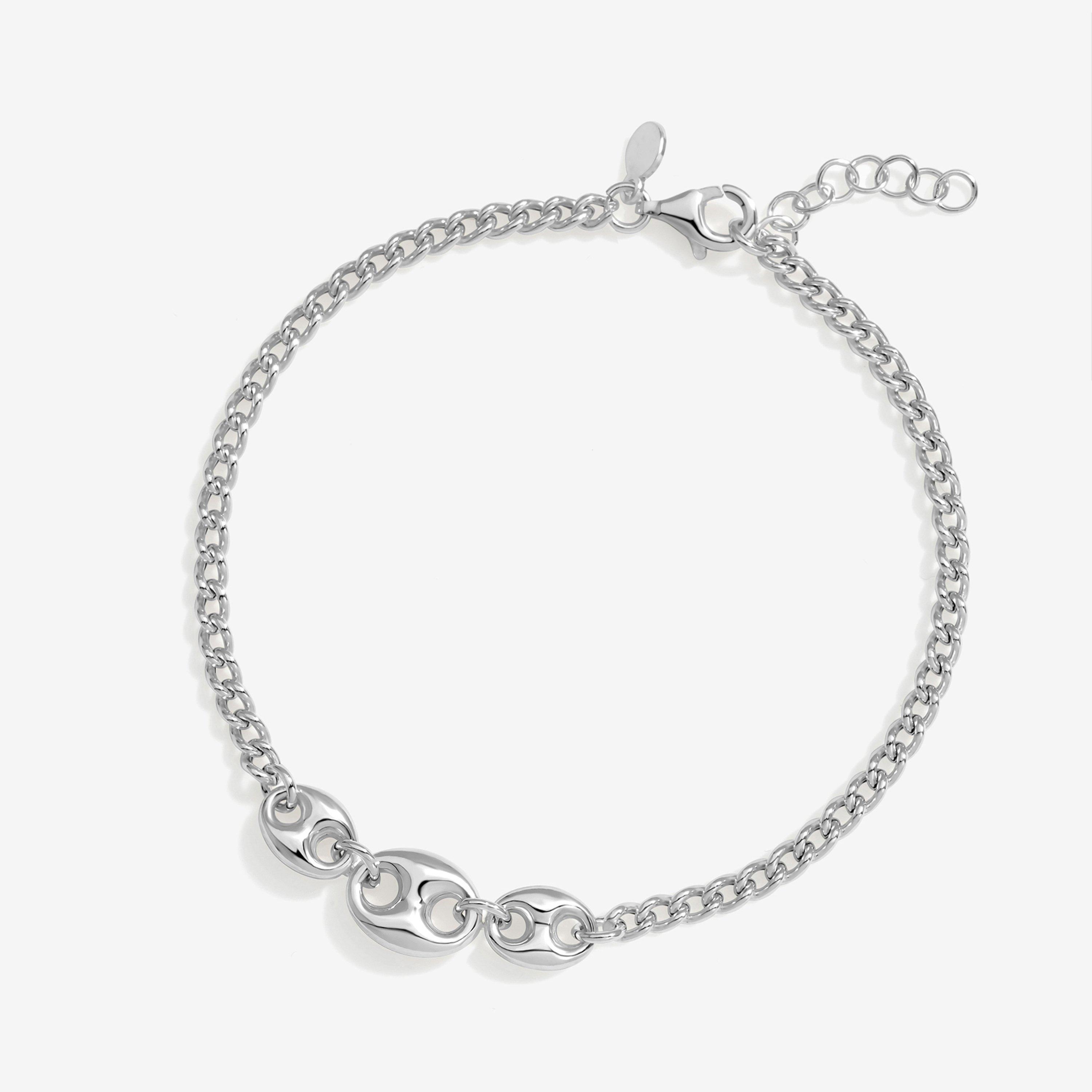 Simply Women's Sterling 925 Polished Link Bracelet Silver