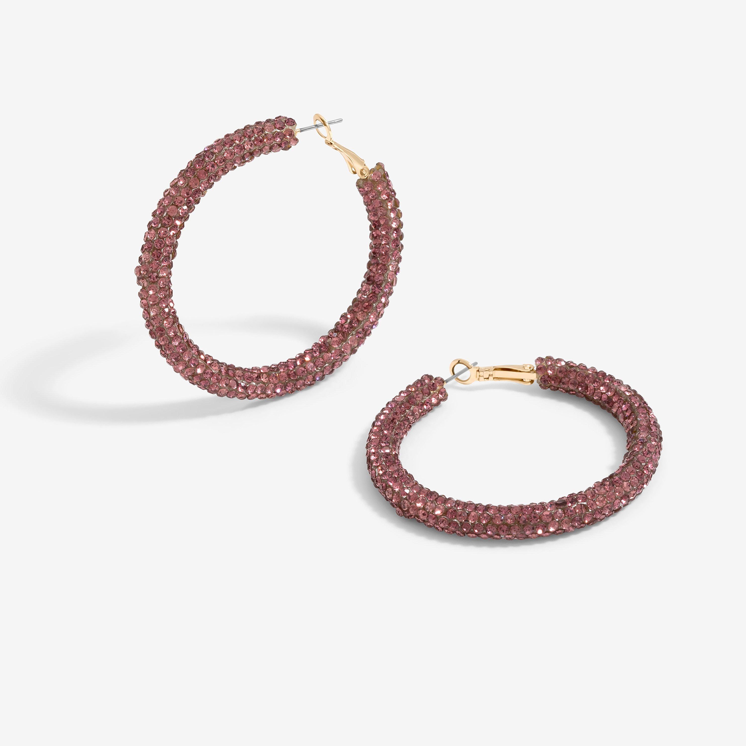 Gold - Mood - Gold Amethyst Pave Tube Hoop Earrings - 1