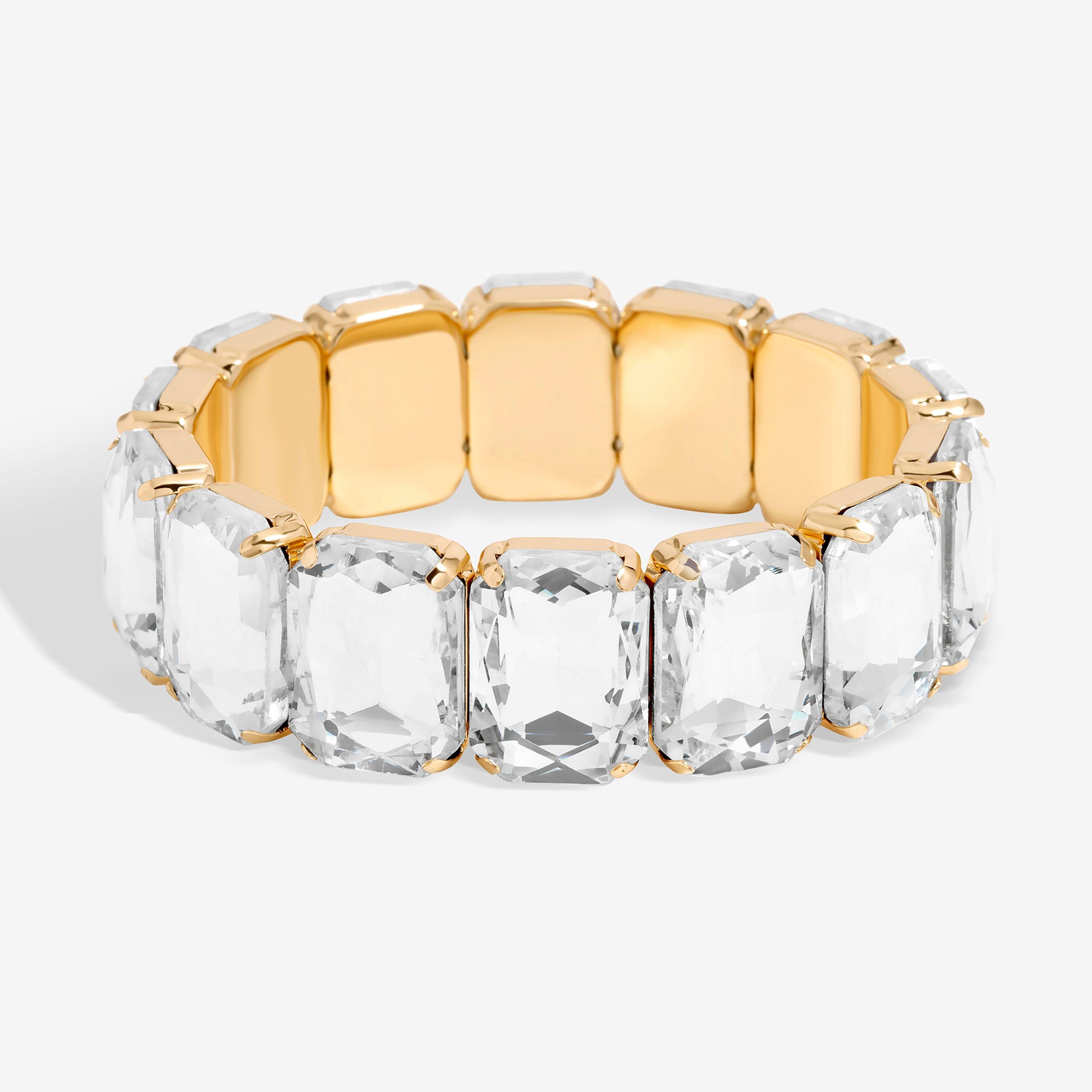 Gold - Mood - Gold Crystal Stone Stretch Bracelet - 1