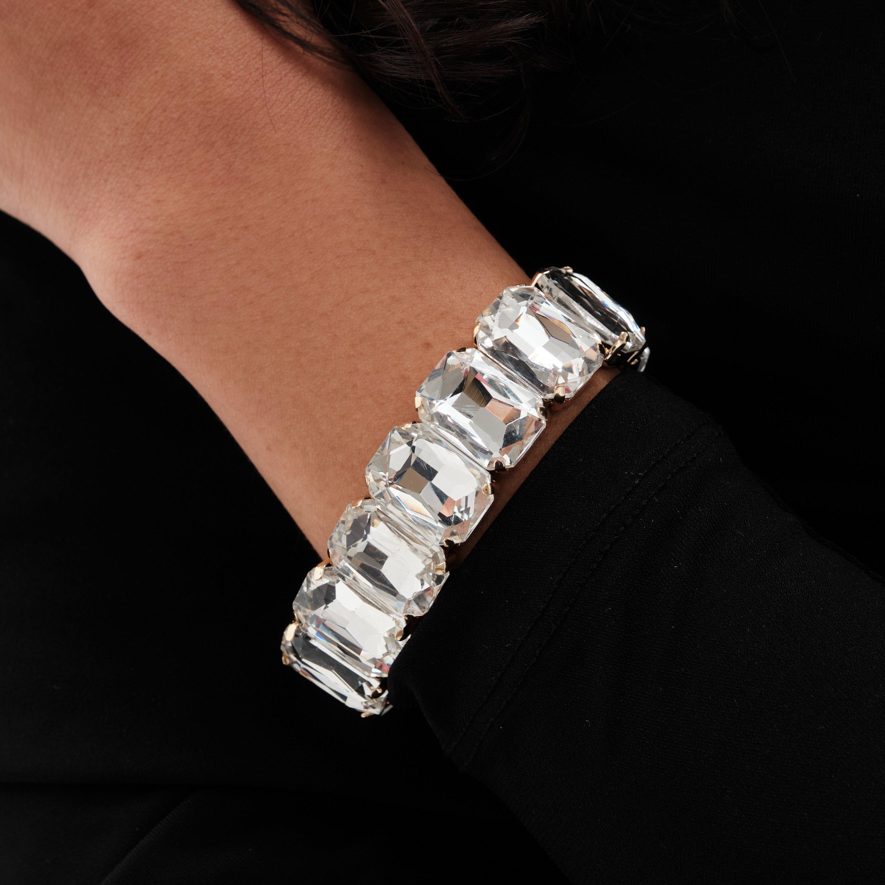 Gold - Mood - Gold Crystal Stone Stretch Bracelet - 2