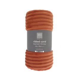 Country Club Blanket Throw Ribbed Design Coral 130x170cm