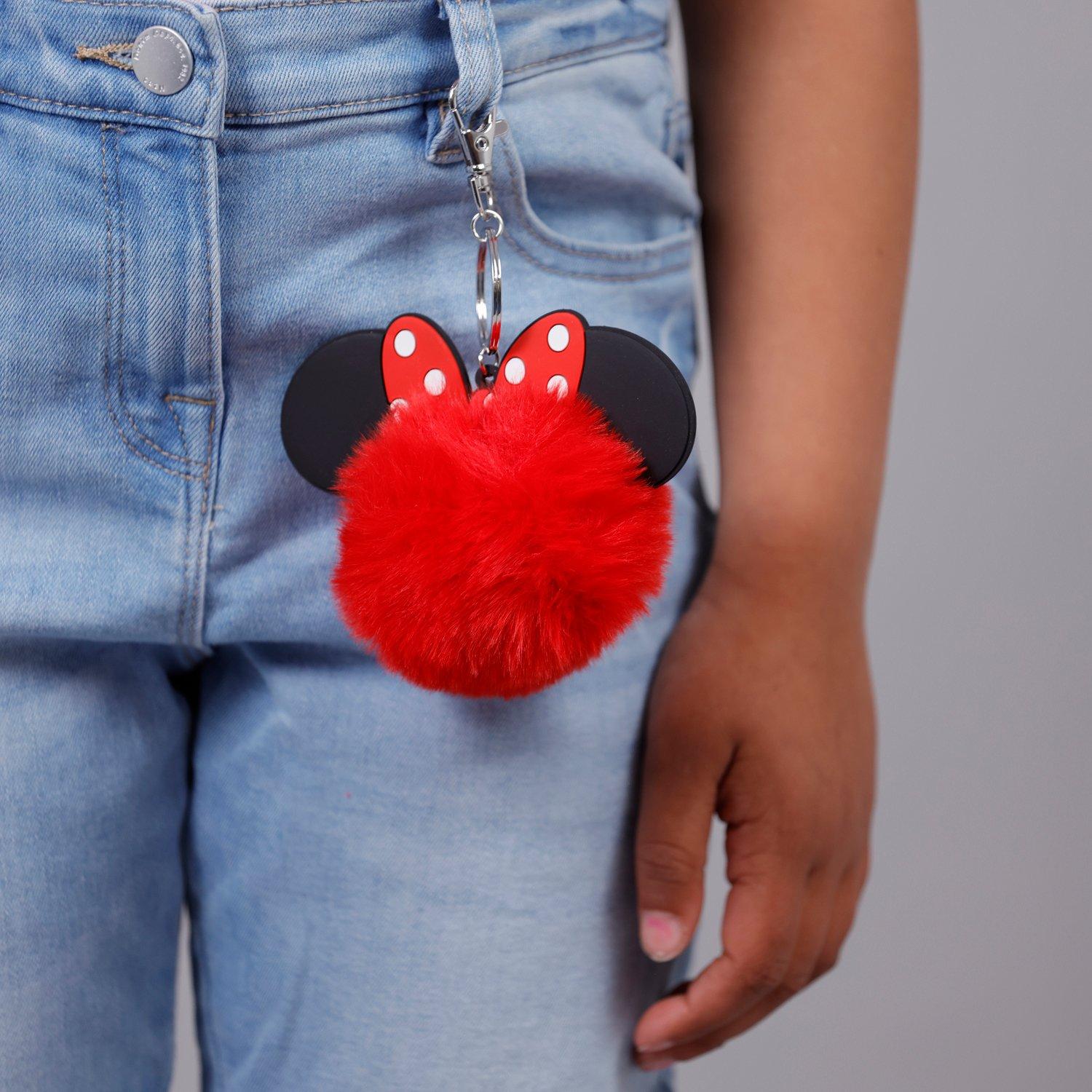 Red - Minnie Mouse - Mini Pom Keyring - 2