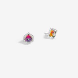Jon Richard Silver Plated Crystal And Blue Cube Earrings