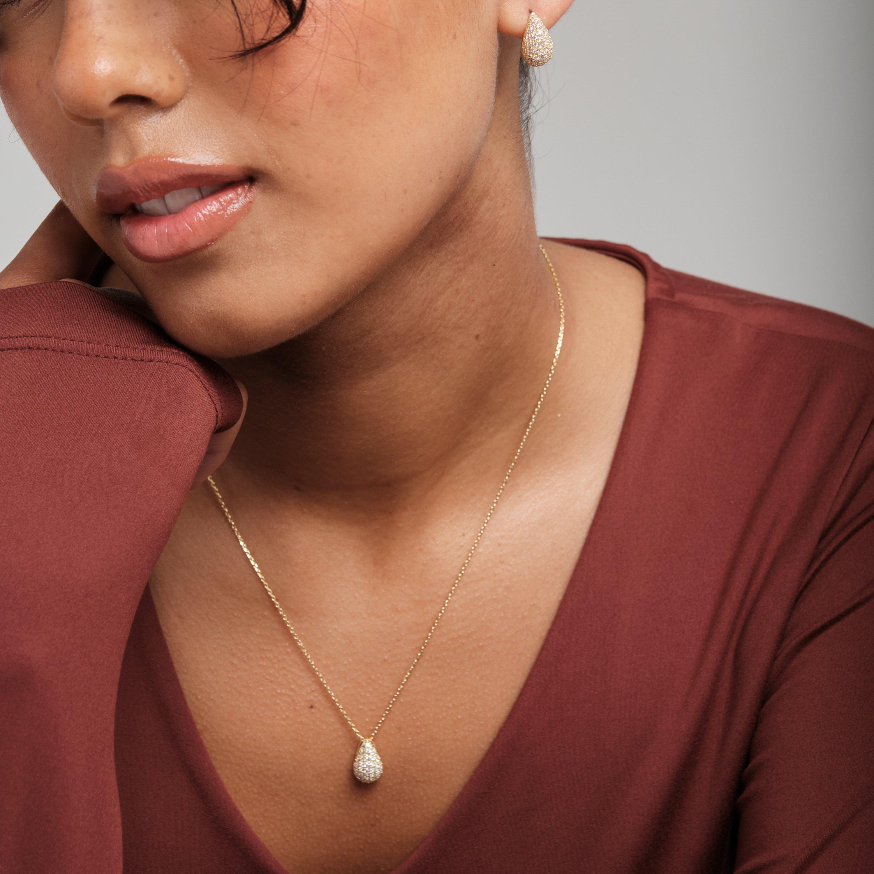 Gold - Inicio - Gold Plated Cubic Zirconia Teardrop Set - Gift Box - 3