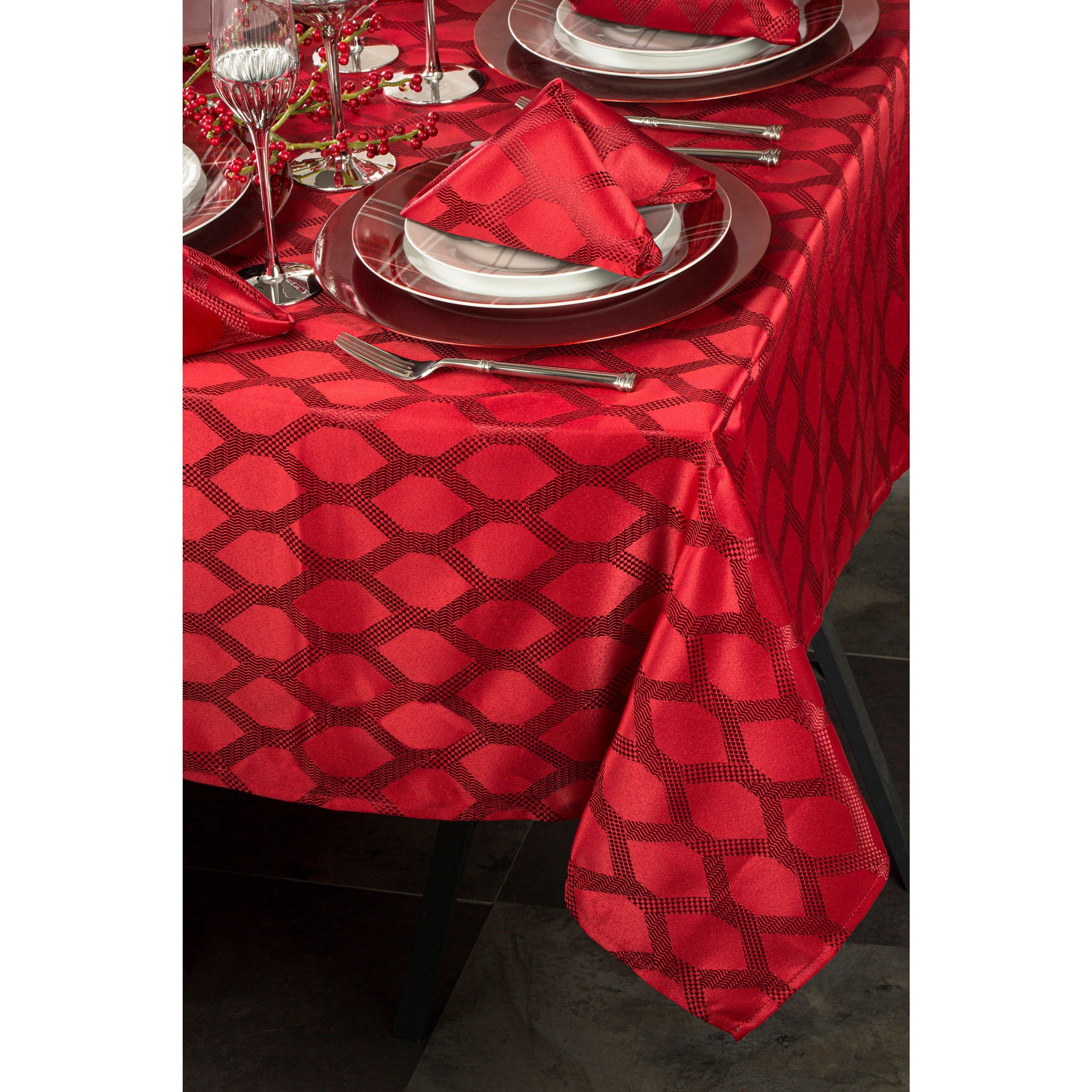 Red - Waterside - 9pc RED Geo Table Linen Set - 1