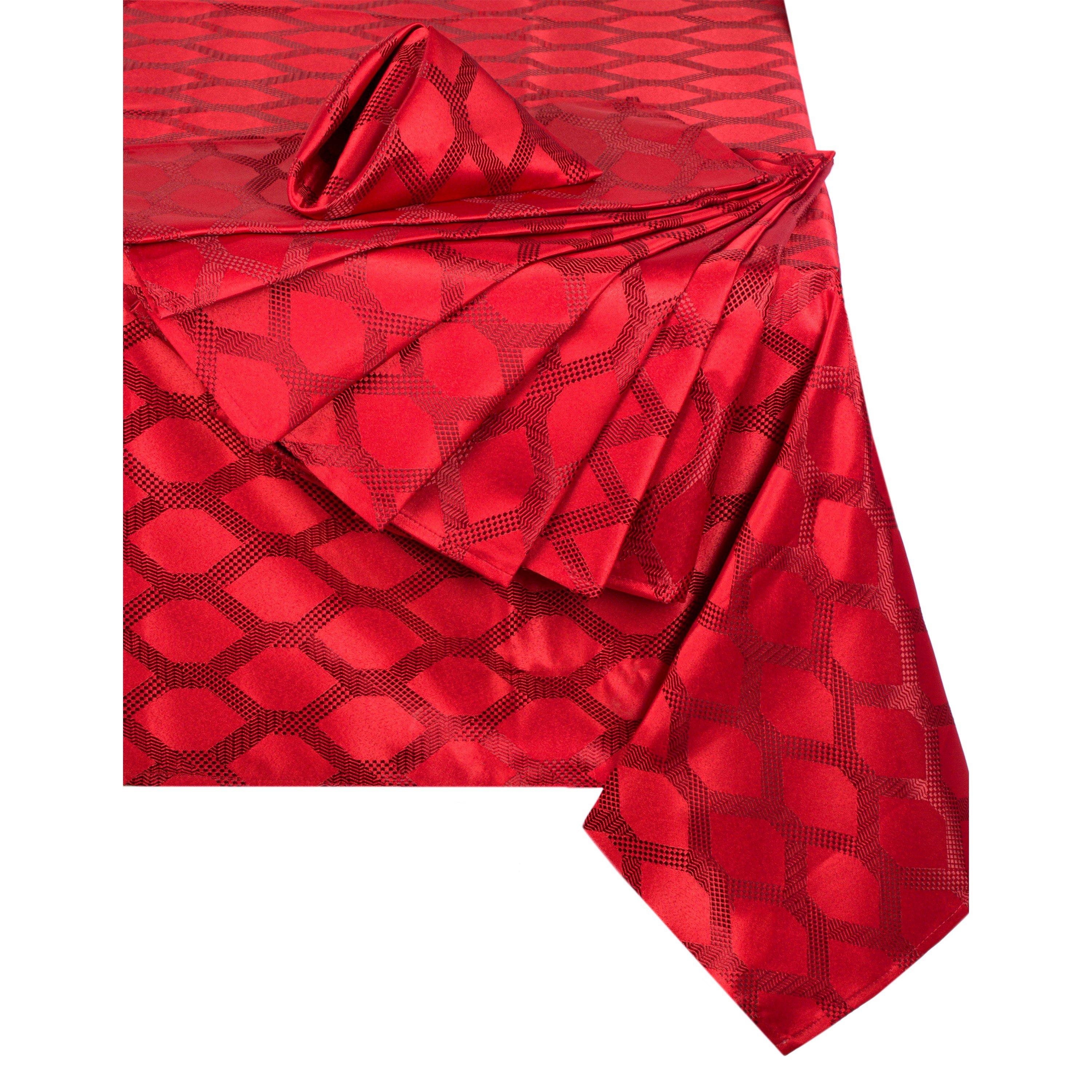 Red - Waterside - 9pc RED Geo Table Linen Set - 2