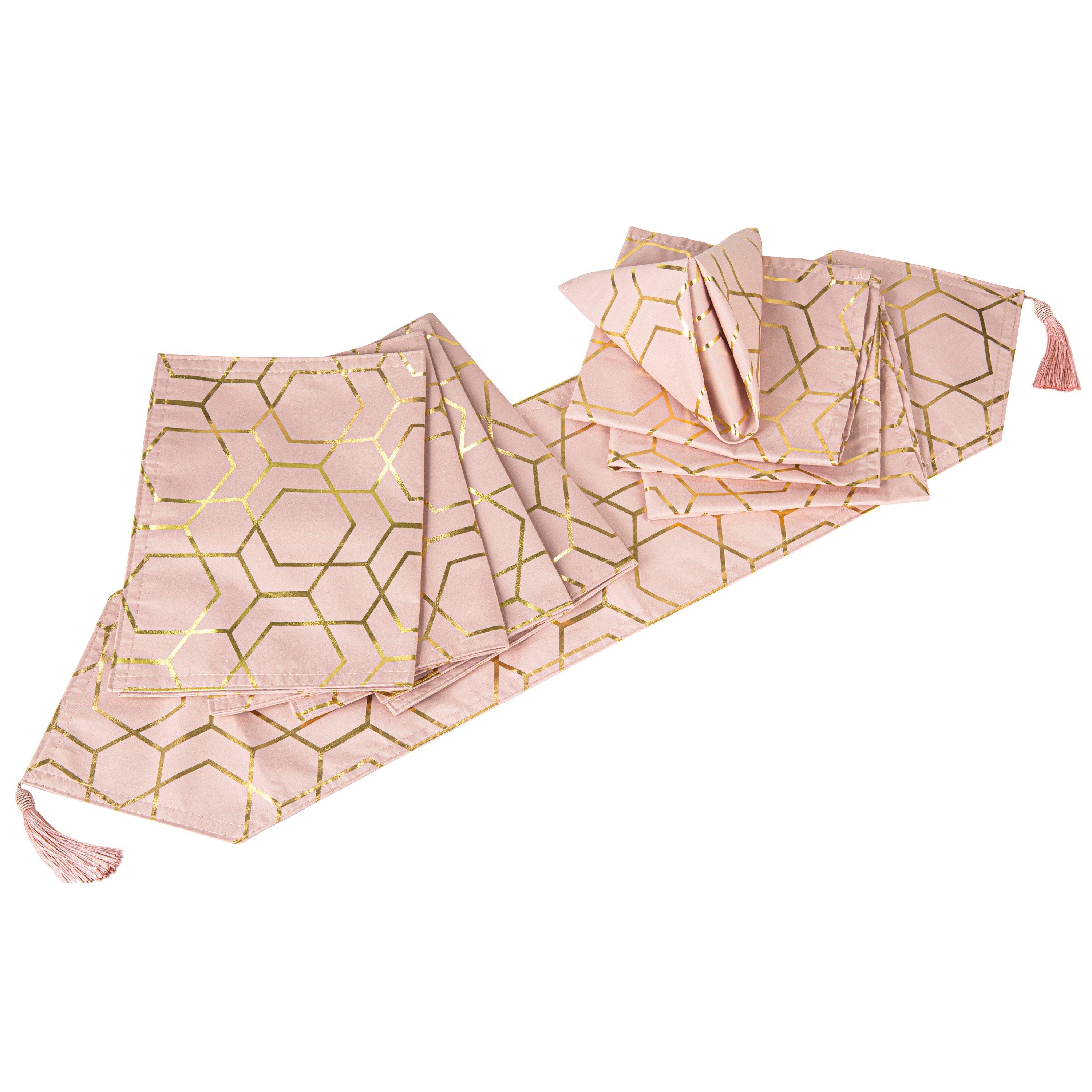Pink - Waterside - 9pc Tullulah Pink & Gold Runner Set - 2