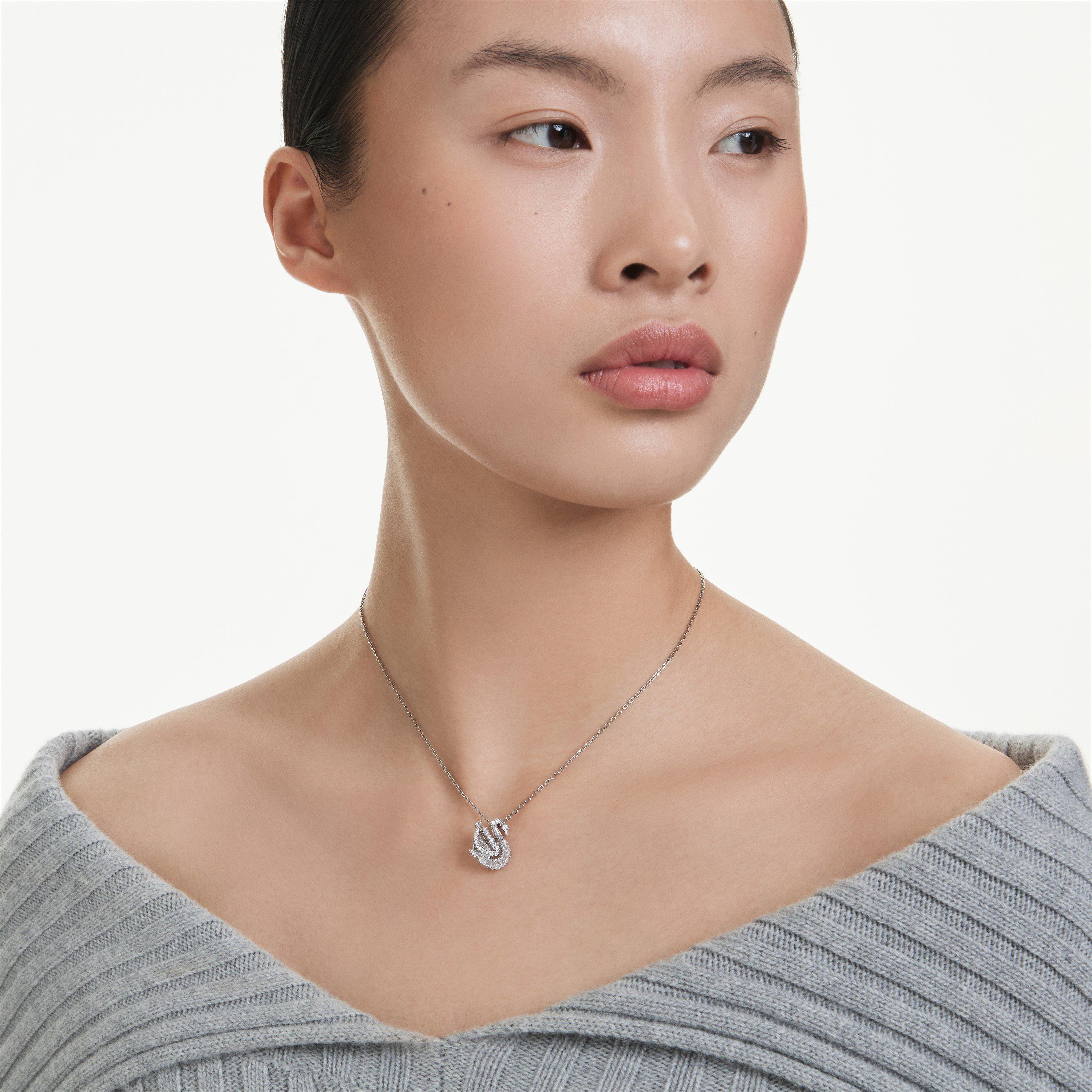 White/RHS - Swarovski - Women's Swan Pendant - 6