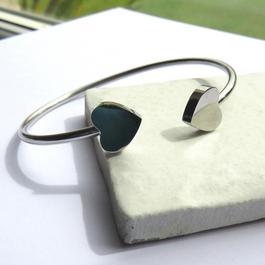 Aye Do Silver Two Hearts Bangle - 6261-NP-BGtwohrts