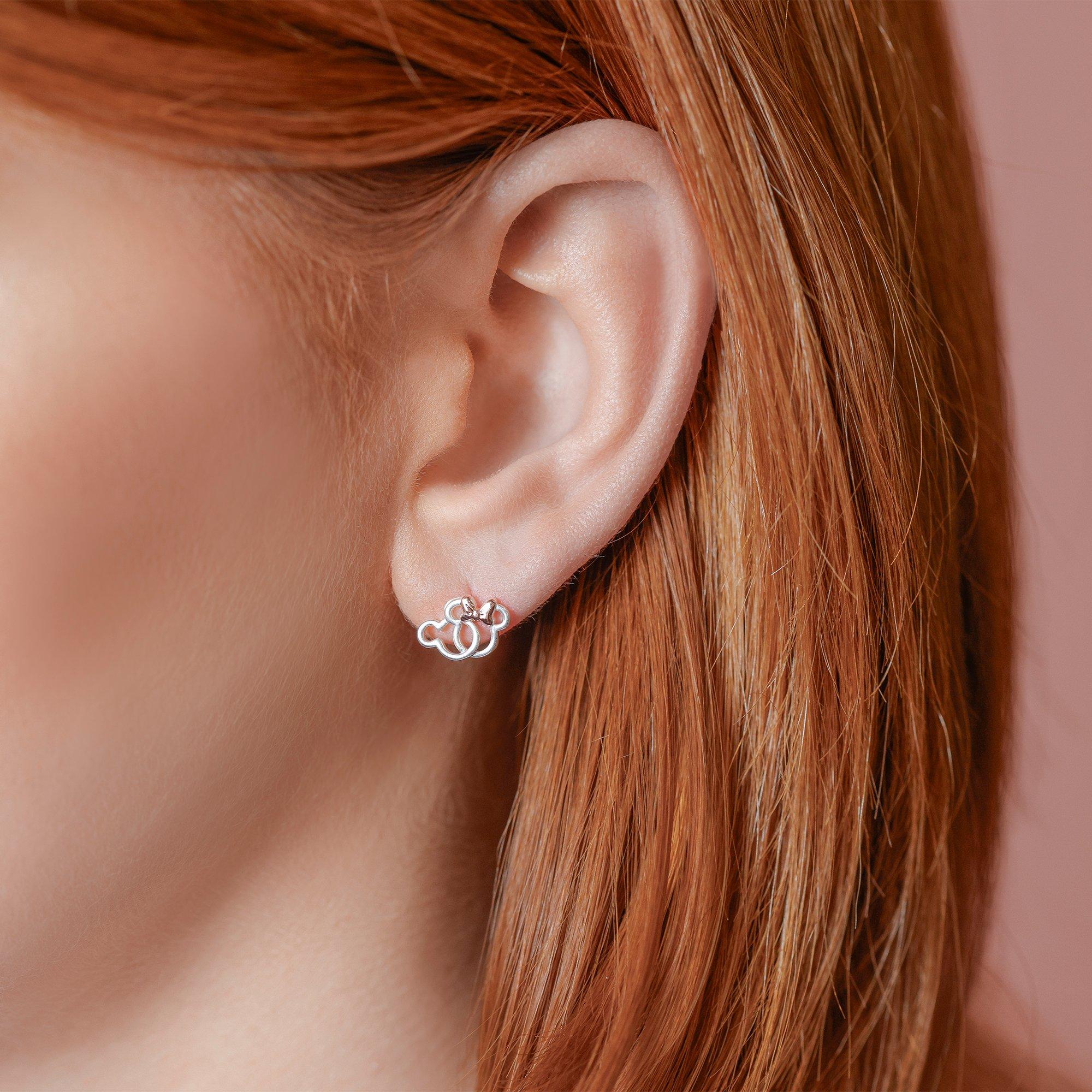 Silver - Minnie Mouse - Mini Hoop Earrings - 2