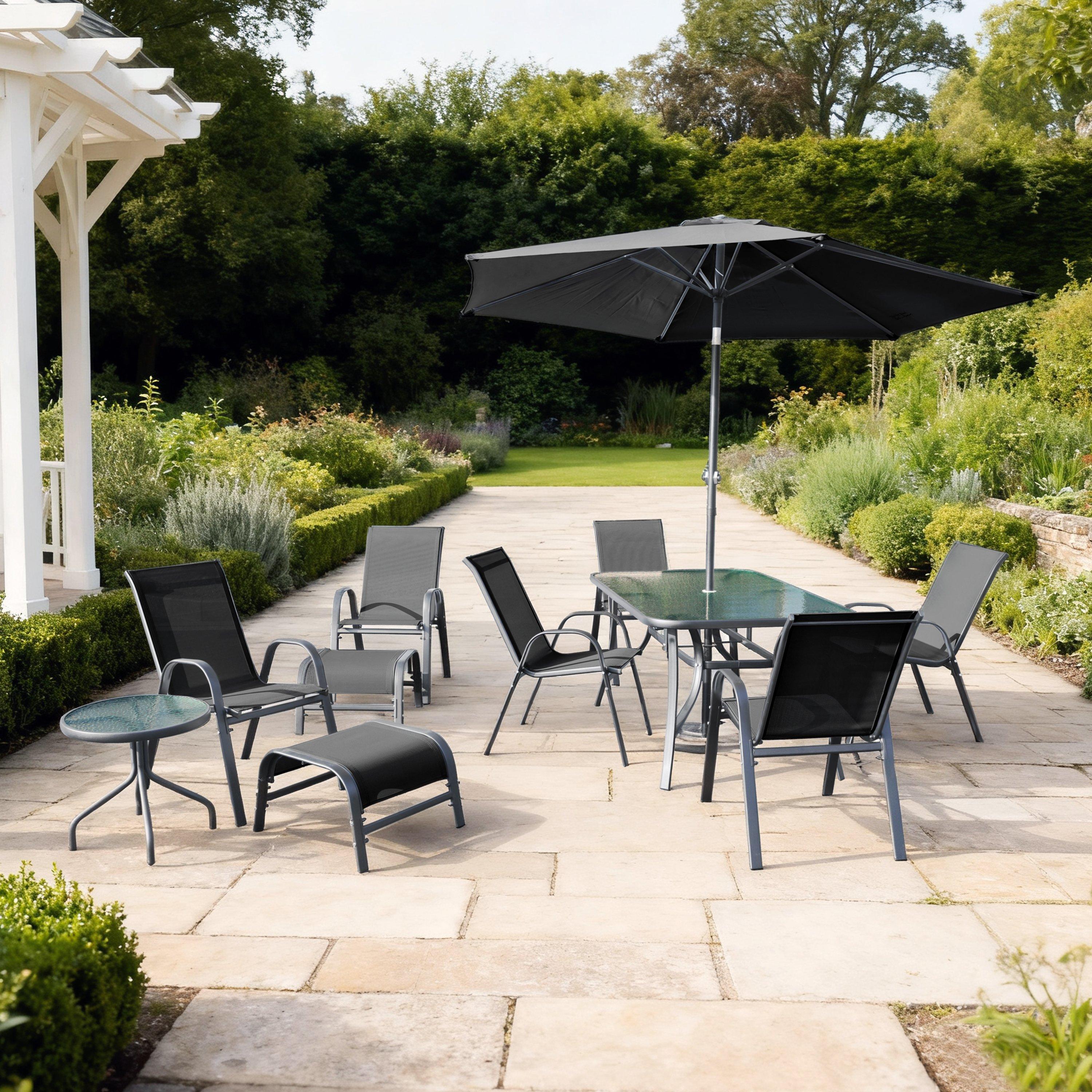 Grey/Black - Linea - Metal Garden Dining Set - 1
