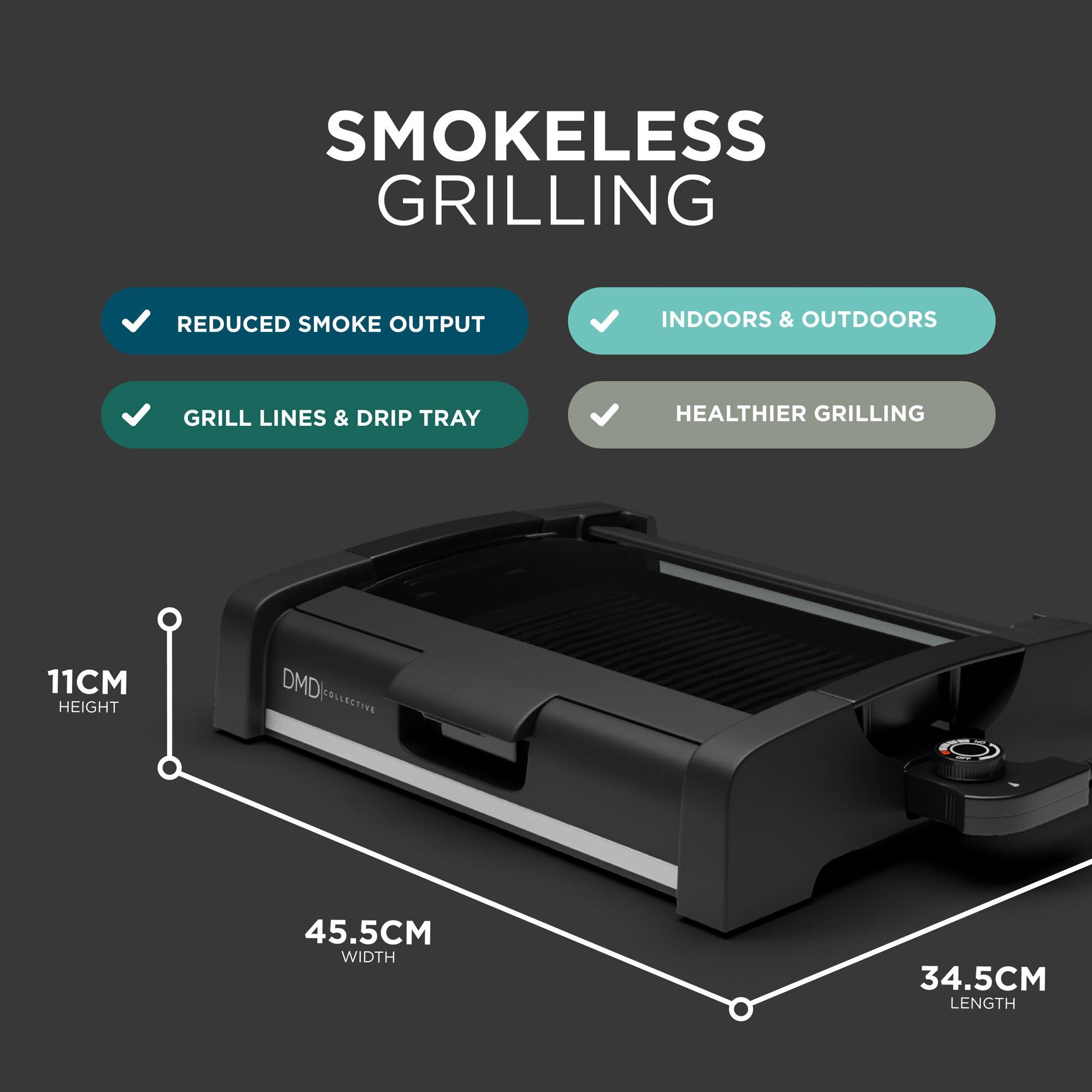 Black - DMD Collective - Smokeless Electric Barbecue Grill with Glass Lid - 2