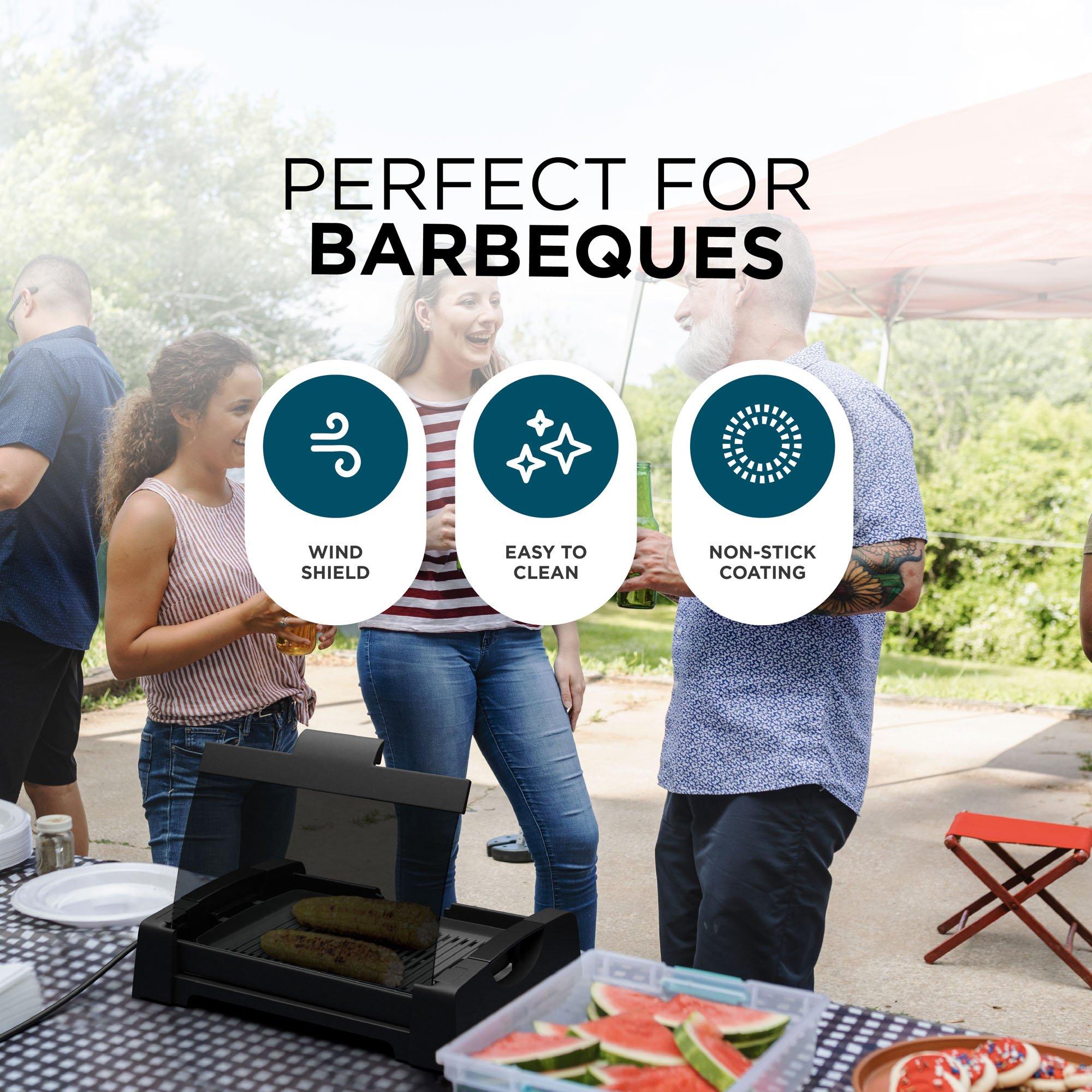 Black - DMD Collective - Smokeless Electric Barbecue Grill with Glass Lid - 4